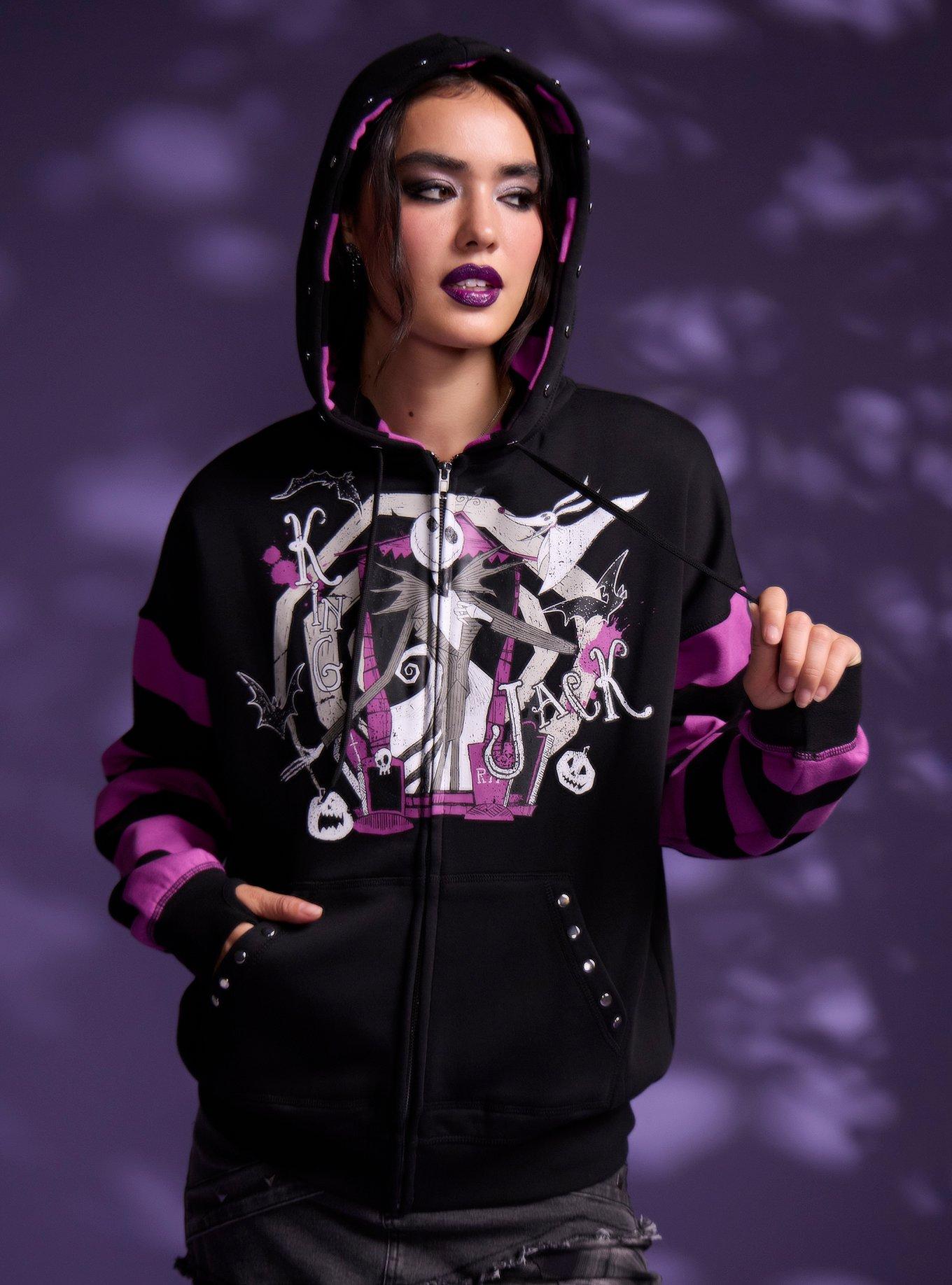 Her Universe The Nightmare Before Christmas Jack Stripe Girls Hoodie, , hi-res