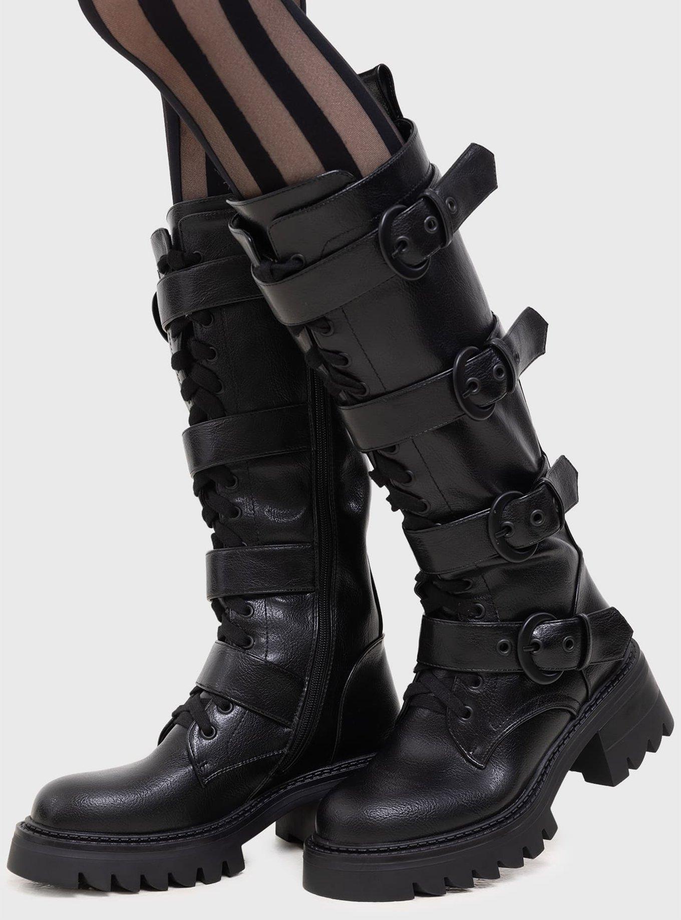 KIHILIST Black Lunaclysm Knee-High Boots, , hi-res