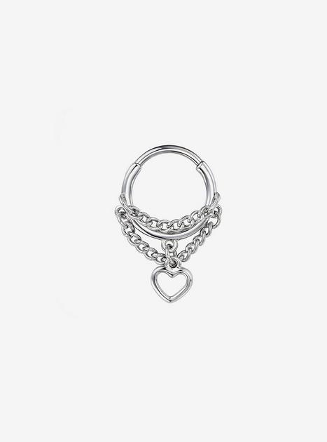 Steel Double Chain Heart Hinged Clicker | Hot Topic