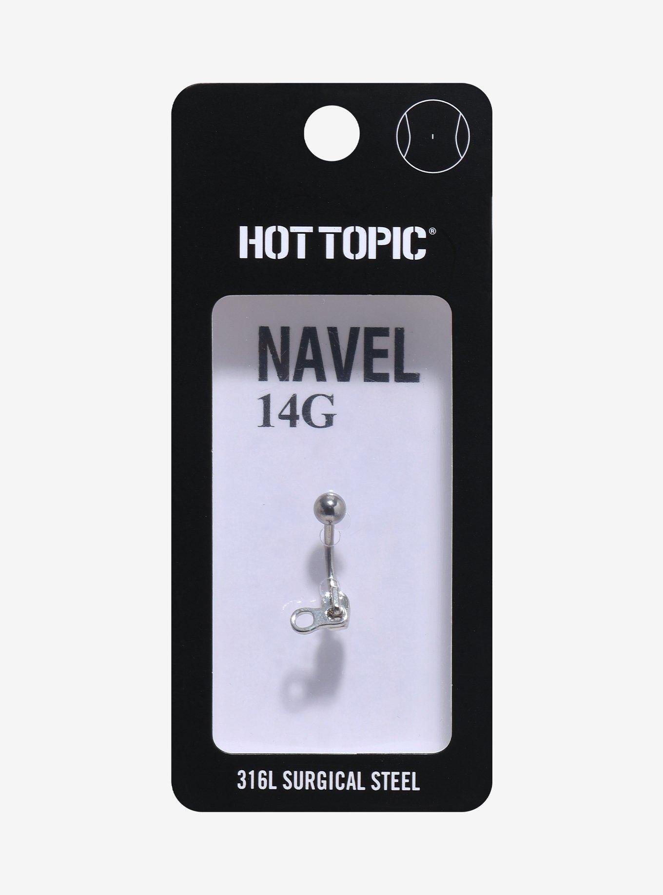 14G Steel Zipper Navel Barbell, , hi-res