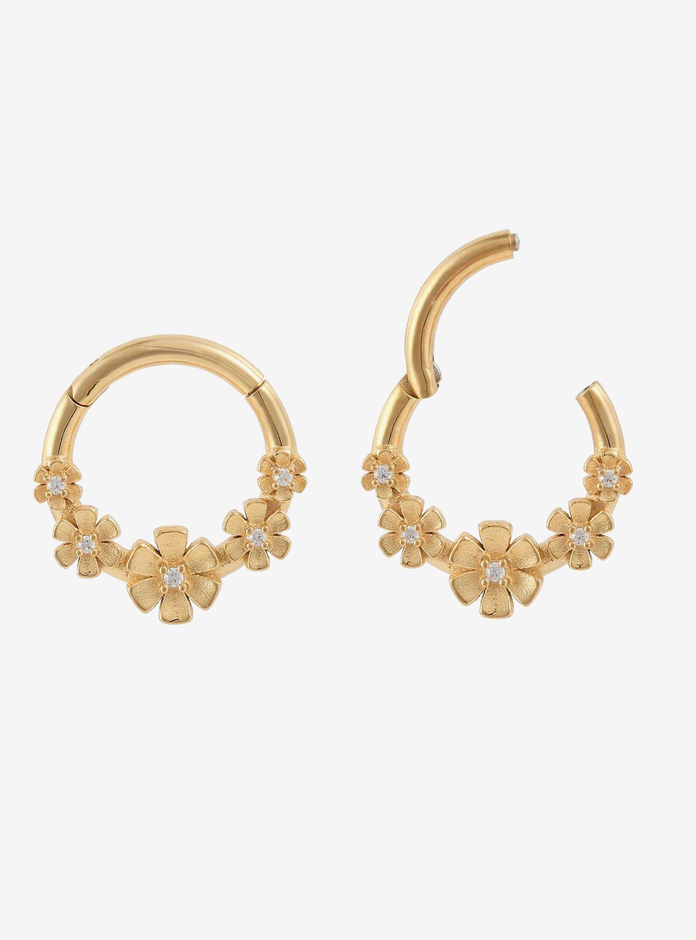 Steel Gold Floral Hinged Clicker, , hi-res