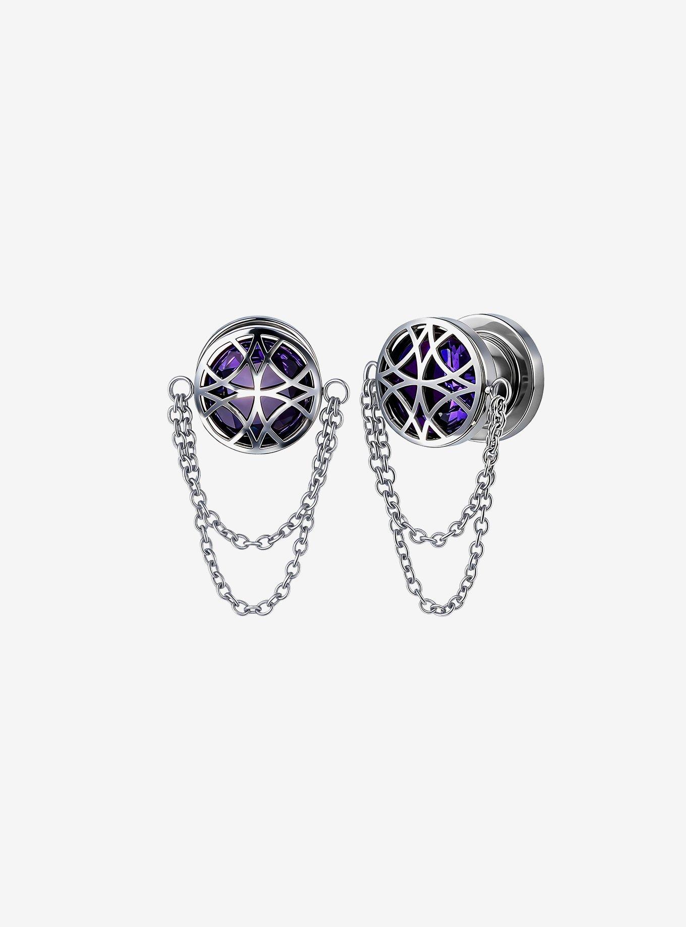 Steel Purple Stained Glass Chain Plug 2 Pack, , hi-res