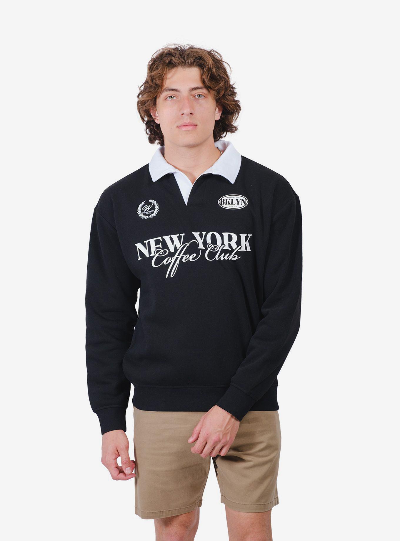 NY Coffee Club Rugby Fleece Sweater, , hi-res