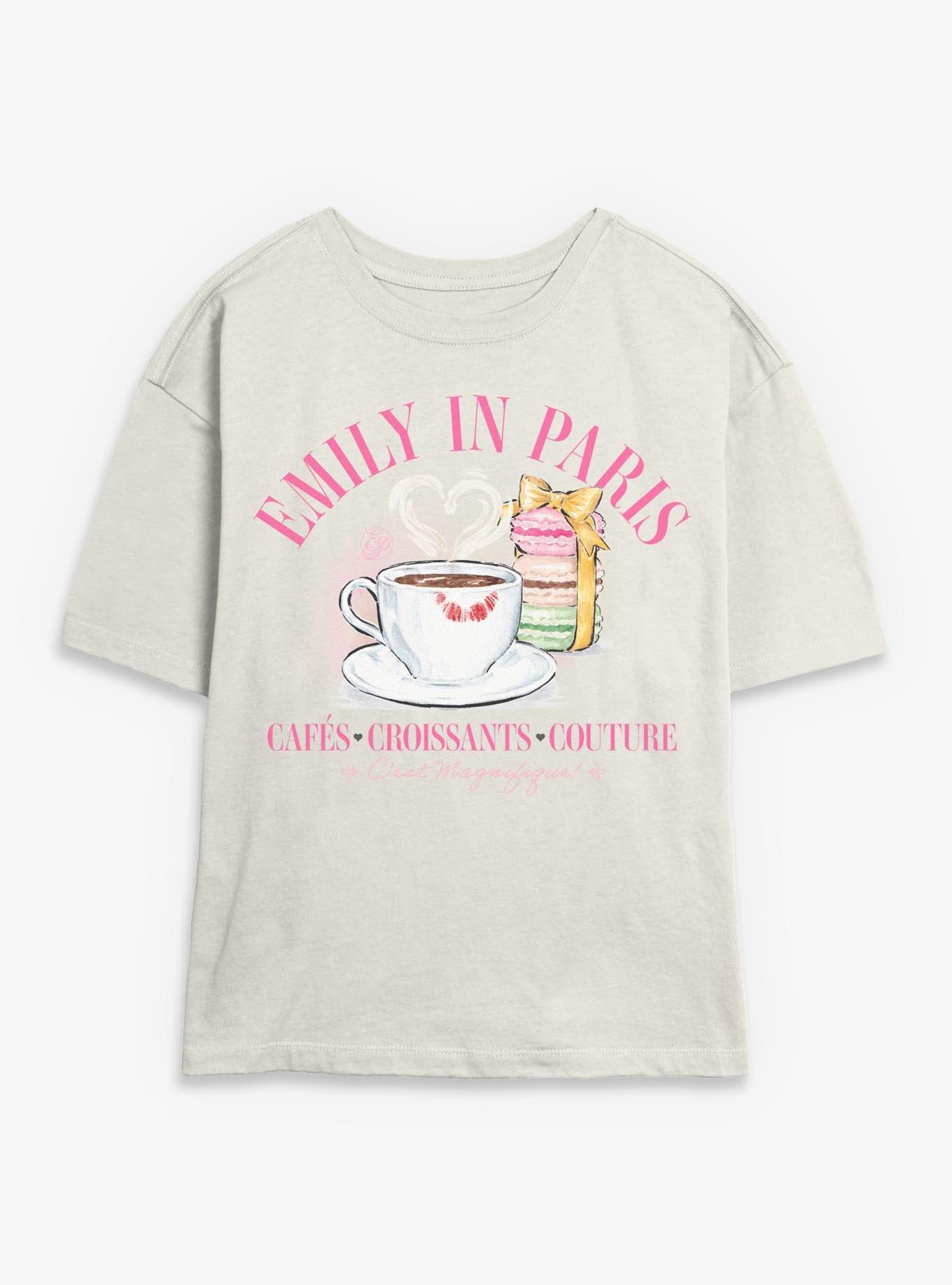 Emily In Paris Cafe Croissants Couture Womens Skimmer T-Shirt, , hi-res