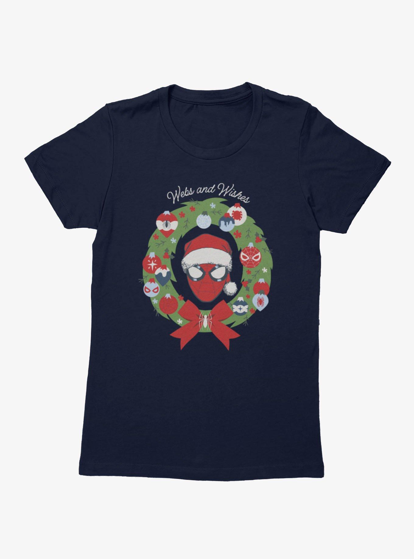 Marvel Spider-Man Merry Webs And Wishes Wreath Womens T-Shirt, , hi-res