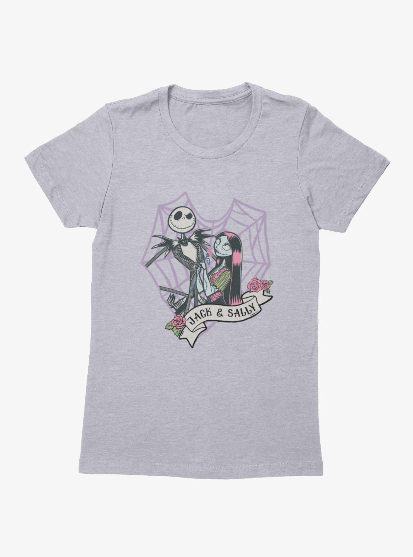 Disney Nightmare Before Christmas Jack And Sally Web Heart Womens T-Shirt, , hi-res