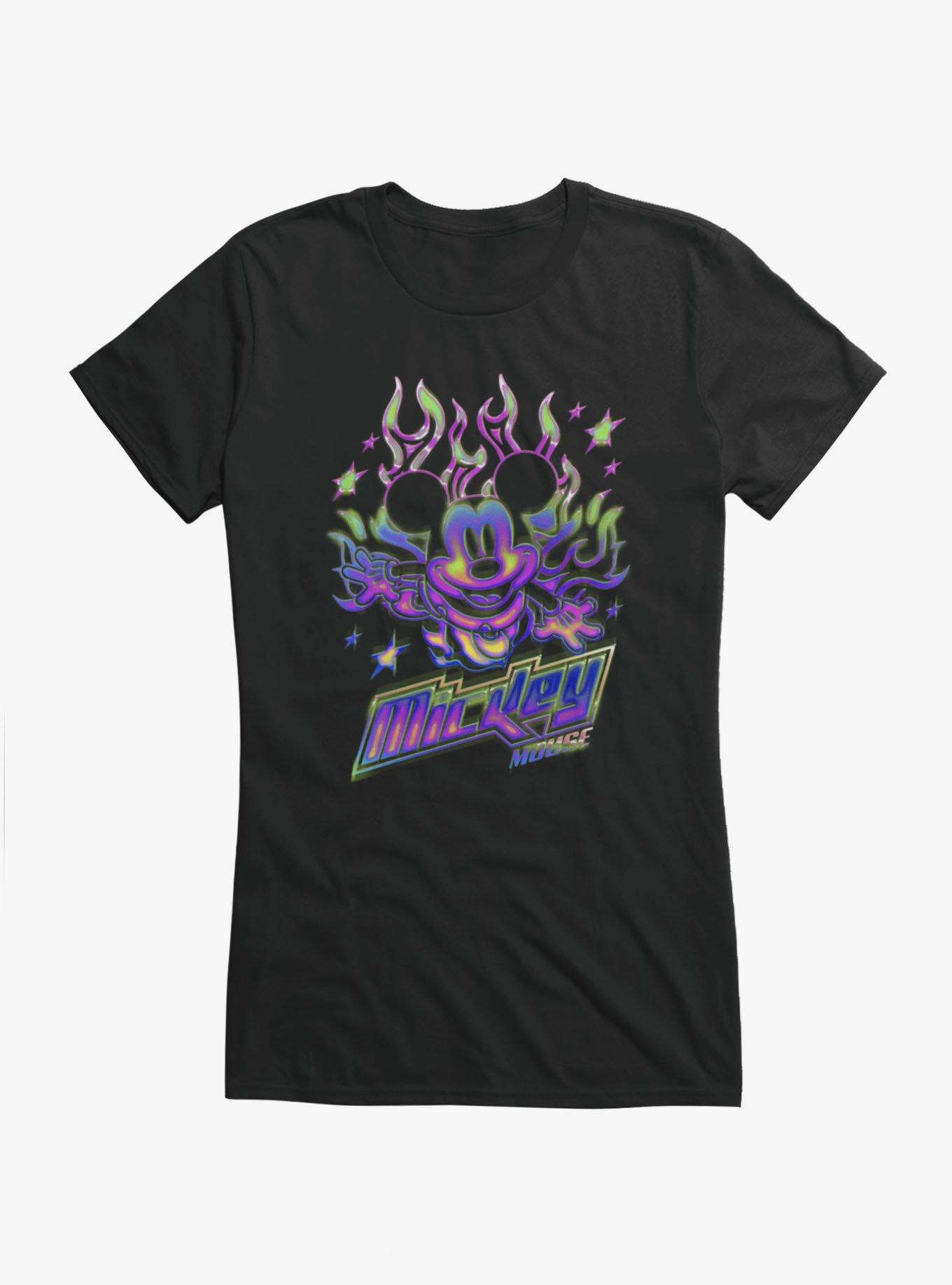 Disney Mickey Mouse Y2K Chrome Flames Girls T-Shirt