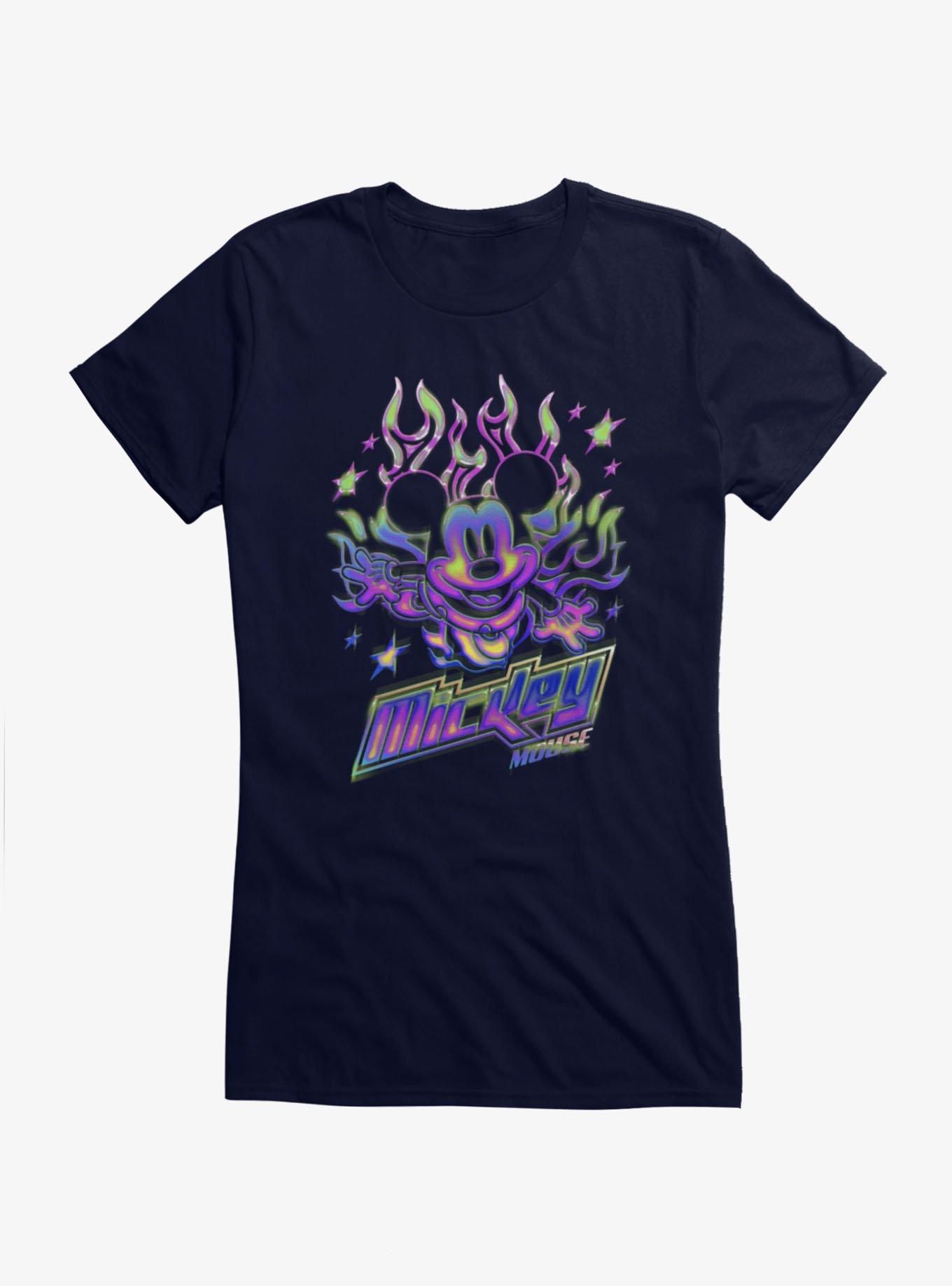 Disney Mickey Mouse Y2K Chrome Flames Girls T-Shirt