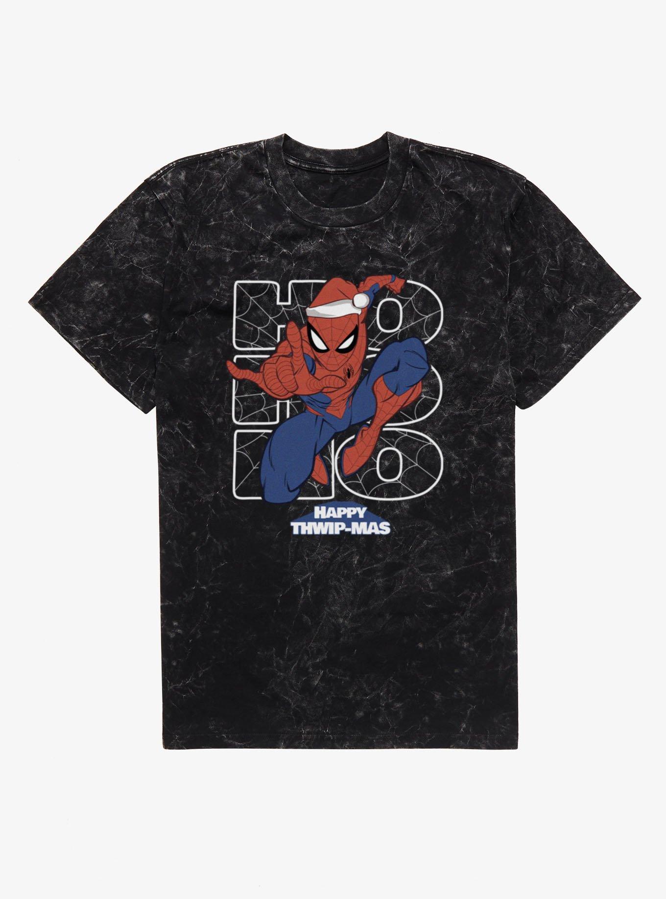 Marvel Spider-Man Ho-Ho-Ho Happy Thwip-Mas Mineral Wash T-Shirt