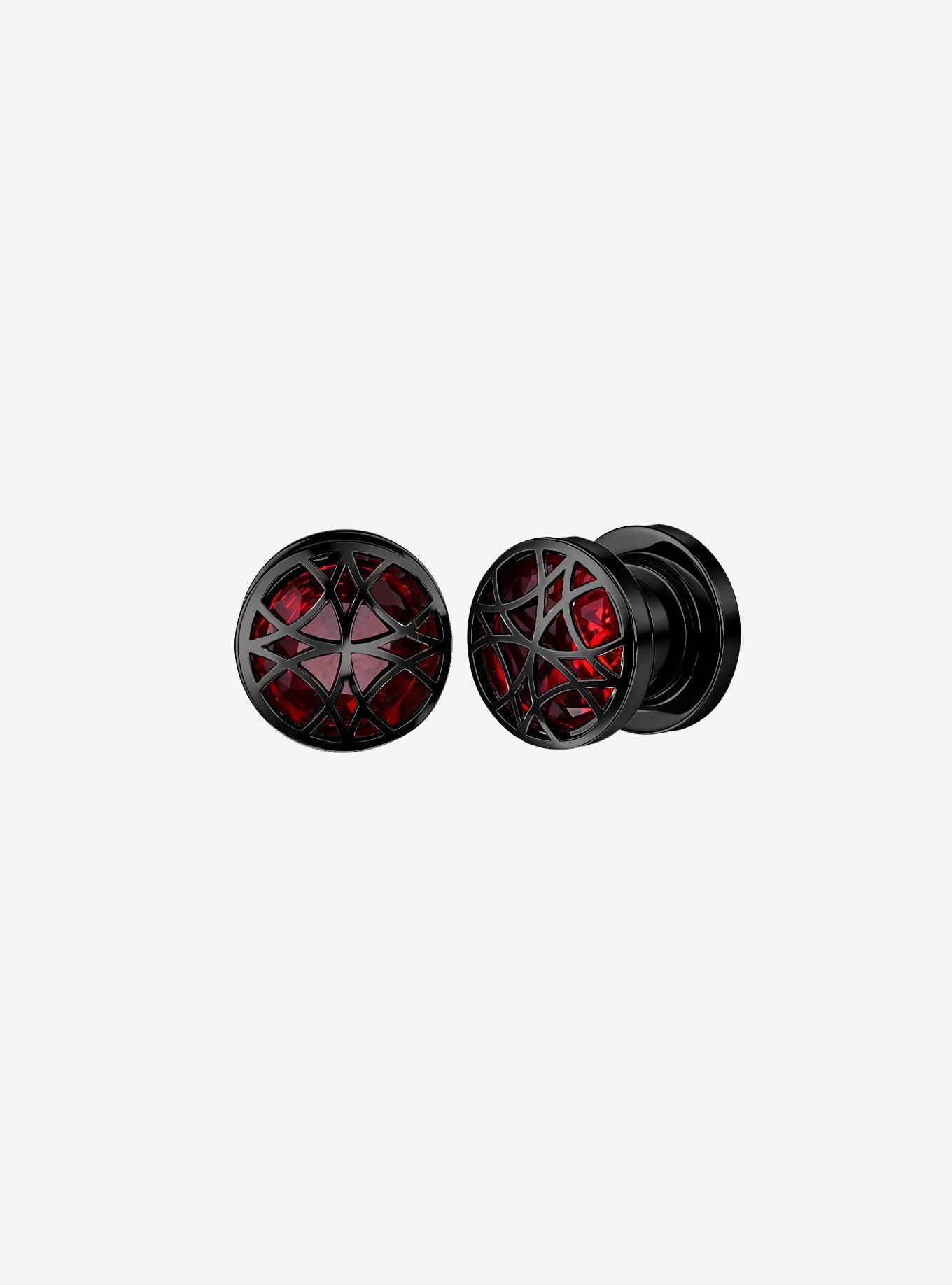 Steel Black & Red Stained Glass Plug 2 Pack, , hi-res