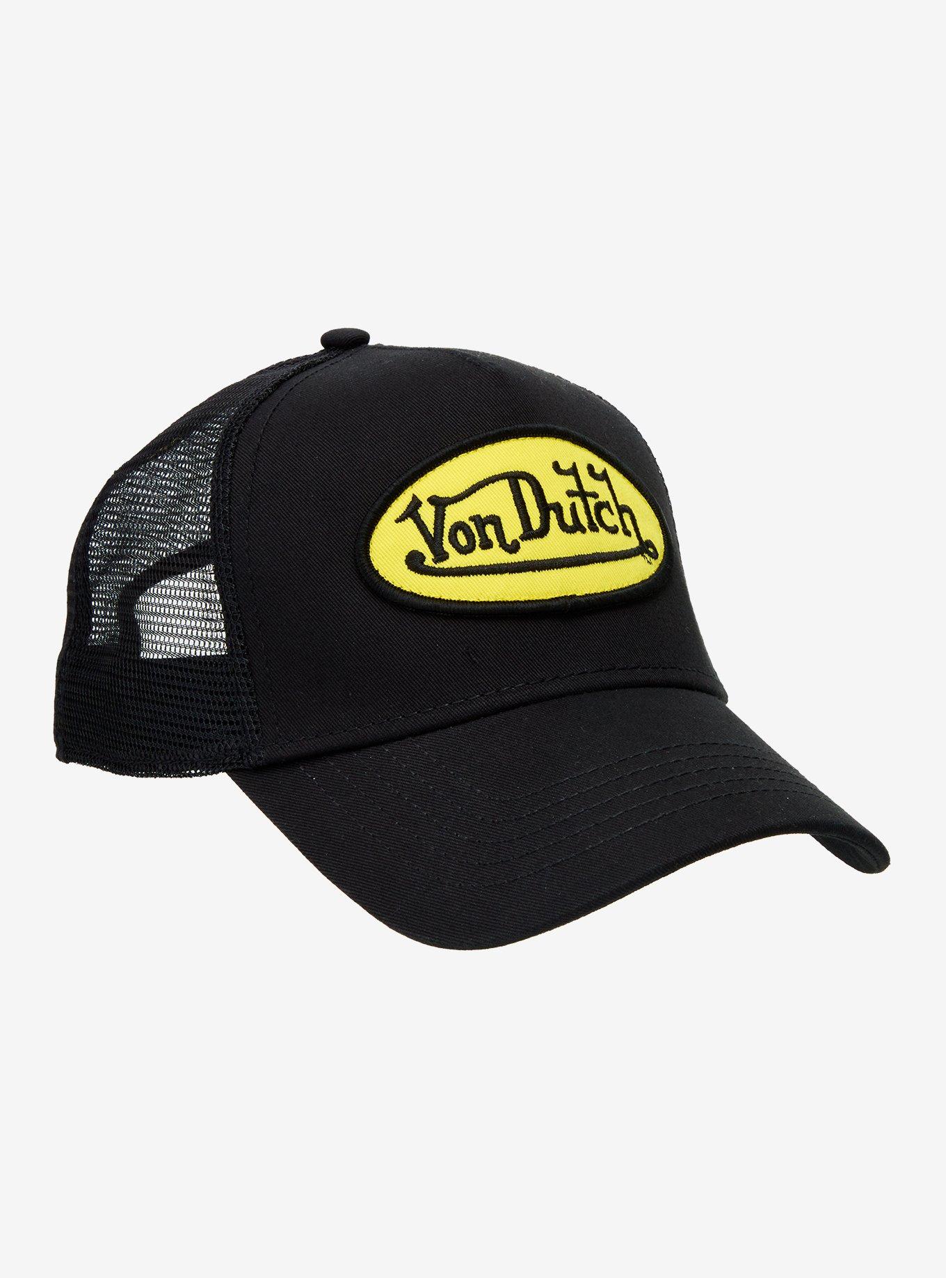 Von Dutch Black & Yellow Logo Trucker Hat, , hi-res