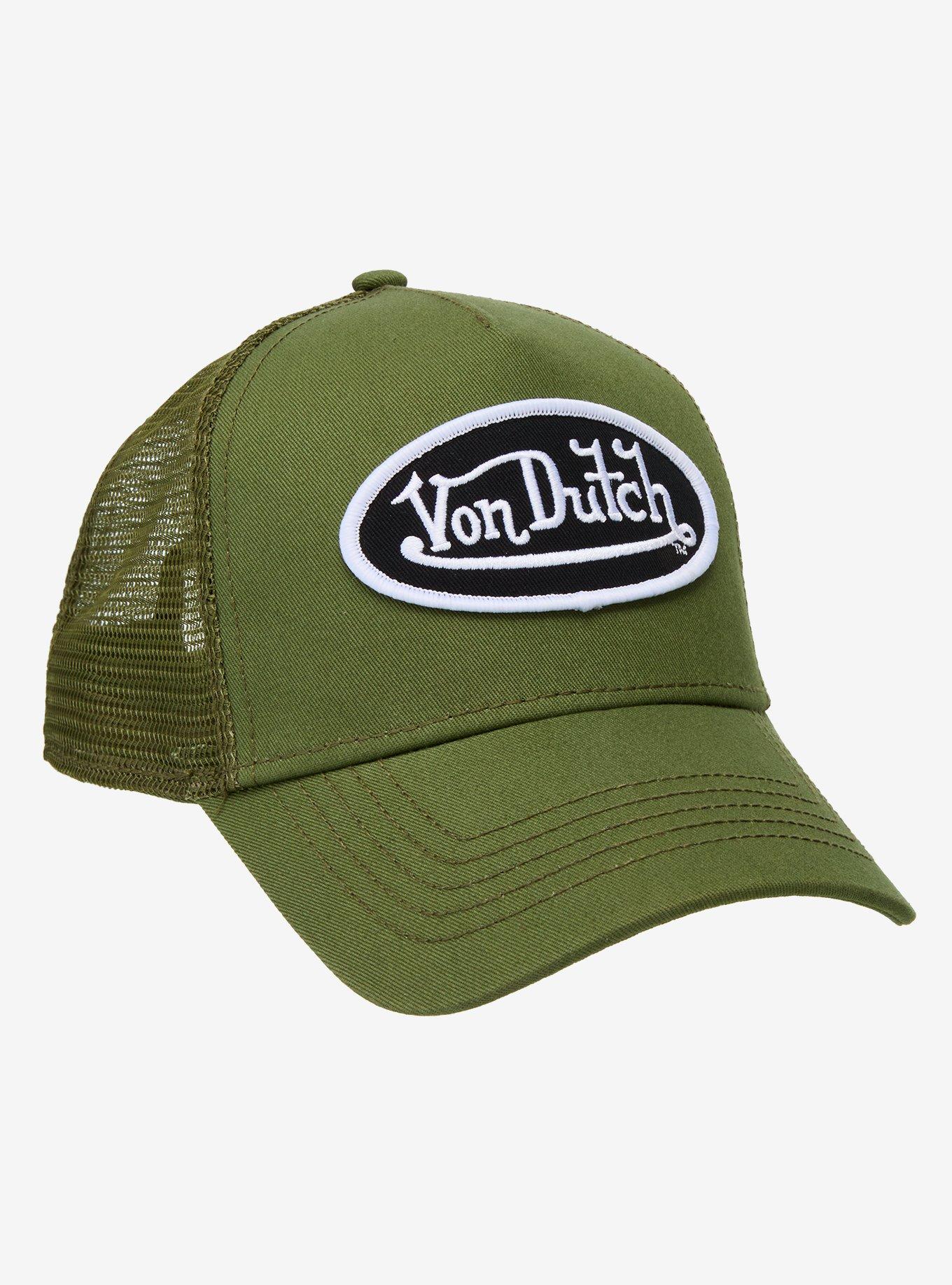 Von Dutch Army Green Logo Trucker Hat, , hi-res