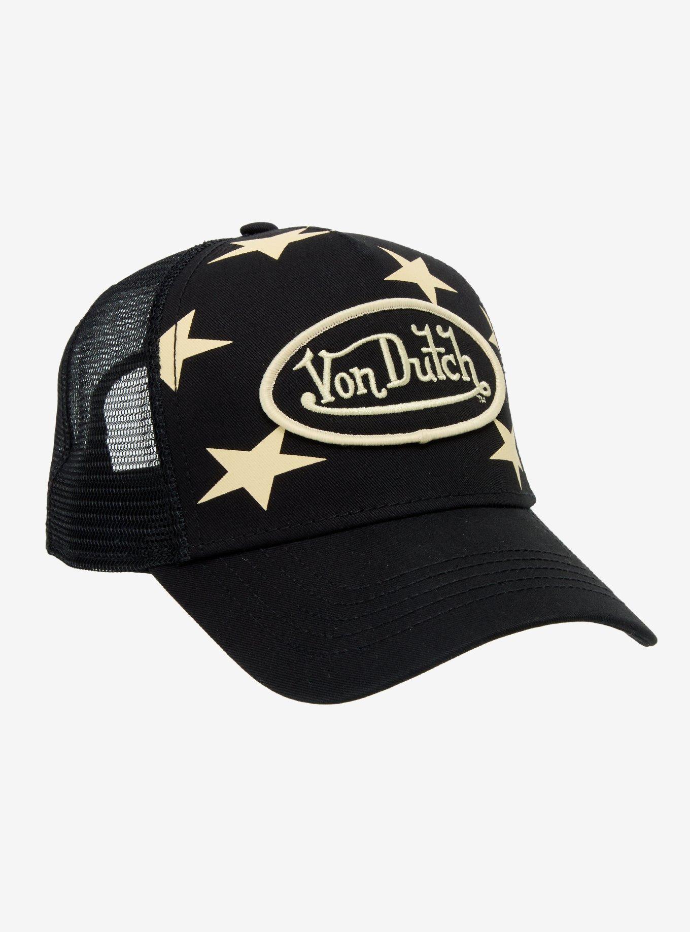 Von Dutch Black & Cream Star Logo Trucker Hat, , hi-res