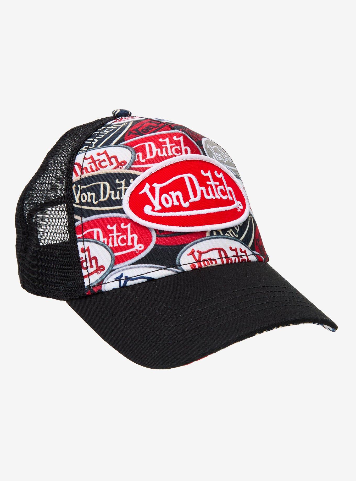 Von Dutch Repeated Logo Trucker Hat, , hi-res