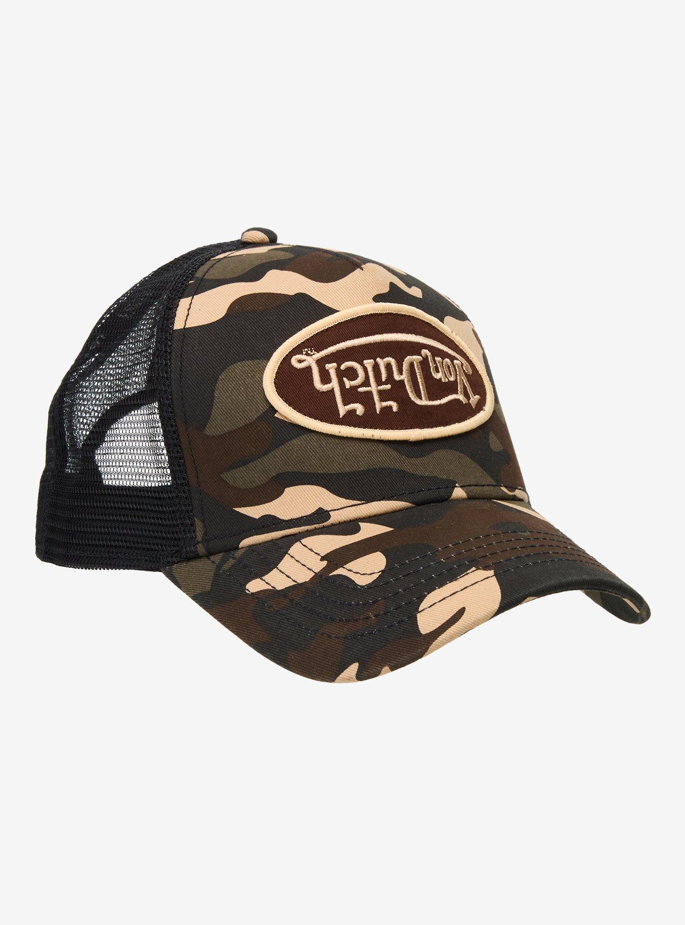 Von Dutch Black & Camo Logo Trucker Hat, , hi-res