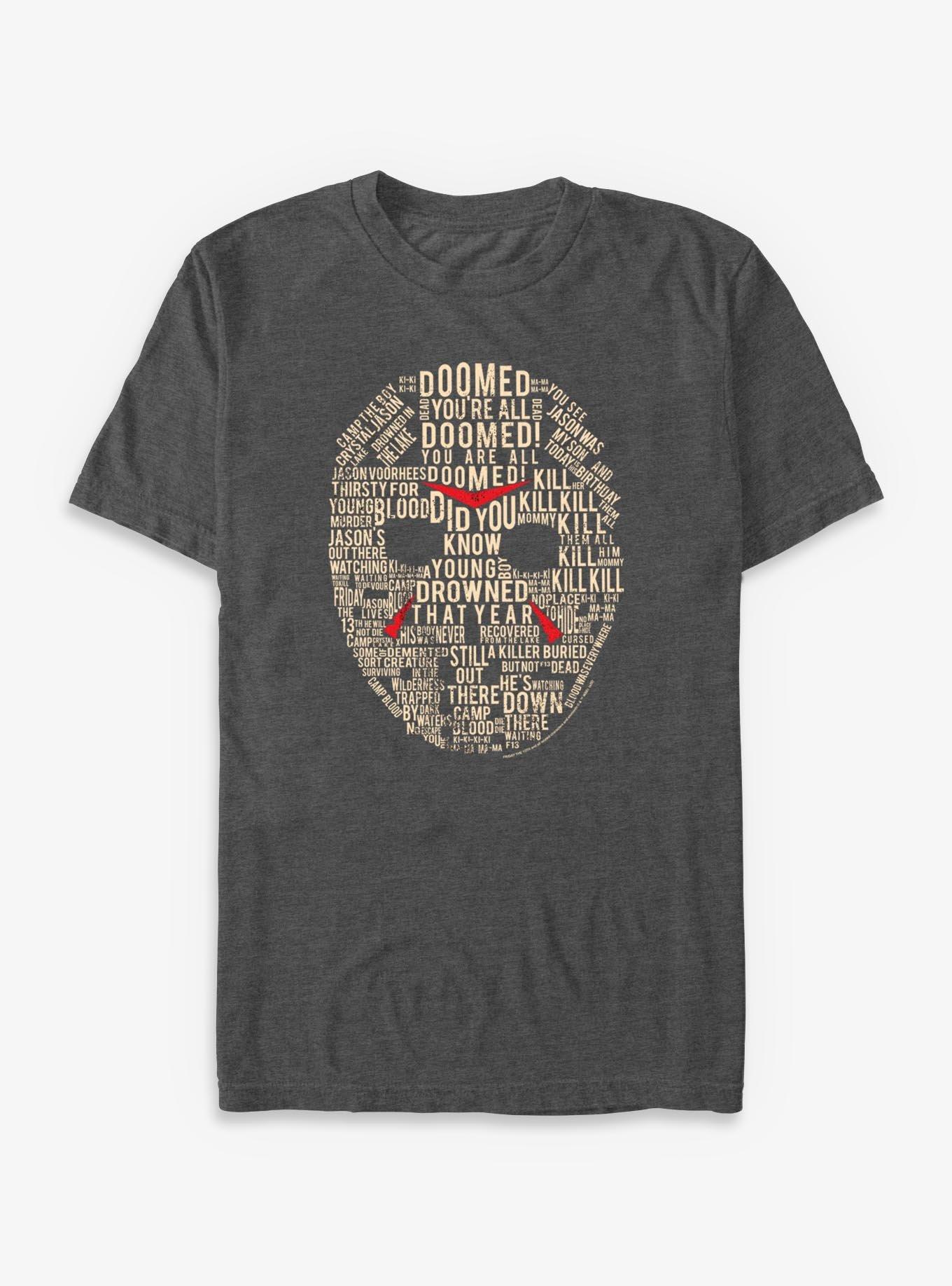 Friday the 13th Jason Text Mask T-Shirt, , hi-res