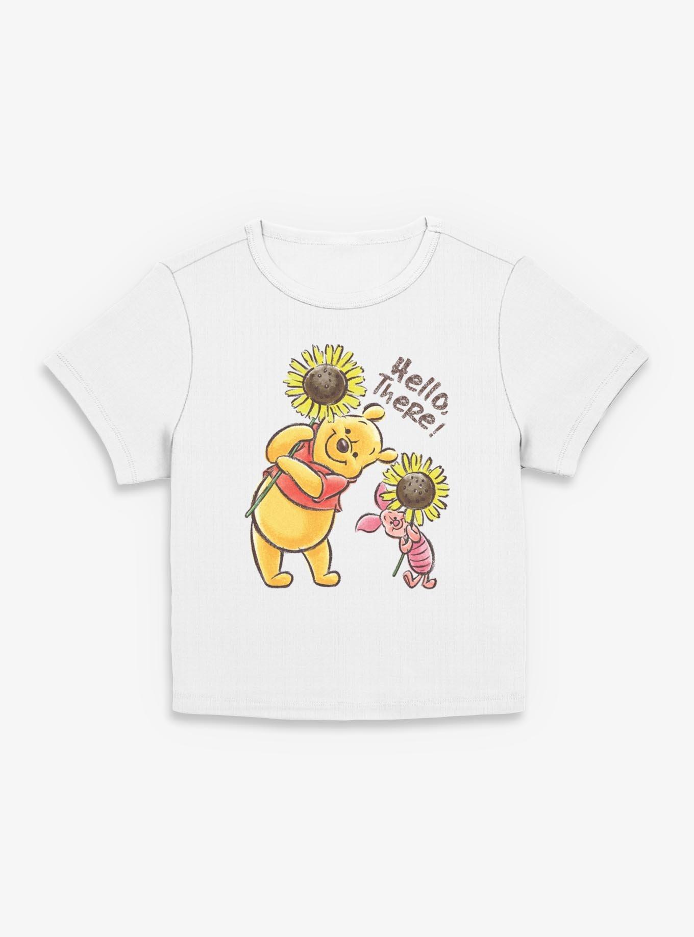 Disney Winnie The Pooh & Piglet Hello There! Sunflowers Girls Baby T-Shirt, EGRET, hi-res
