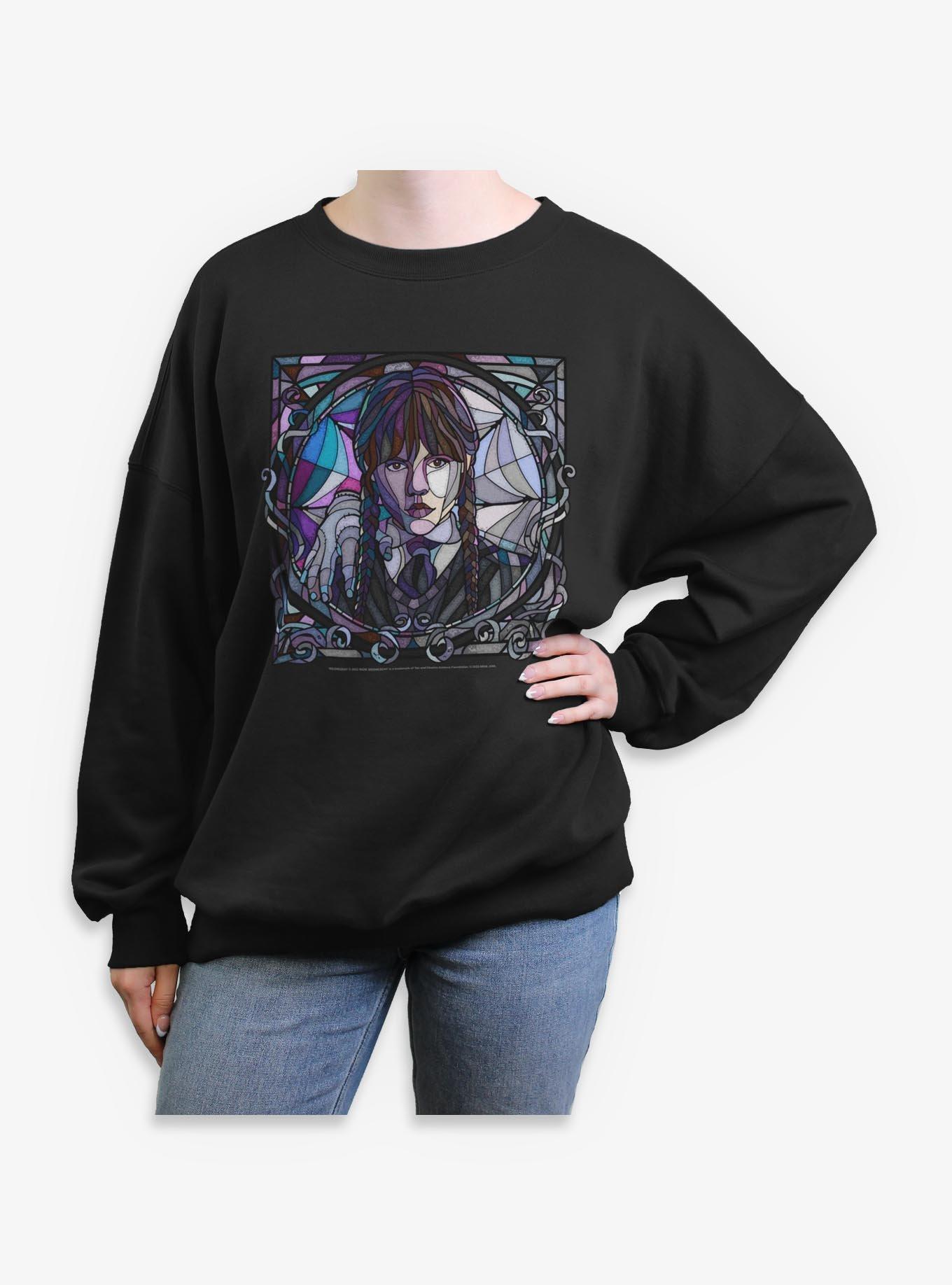 Wednesday Stained Glass Girls Oversized Sweatshirt, , hi-res