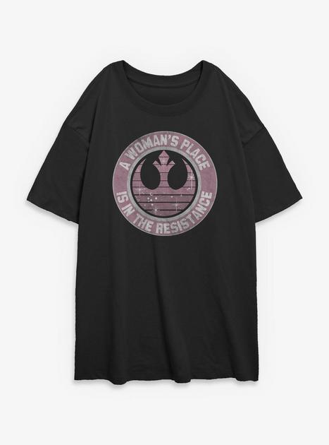 Star Wars Woman's Place Is In The Resistance Girls Oversized T-Shirt ...