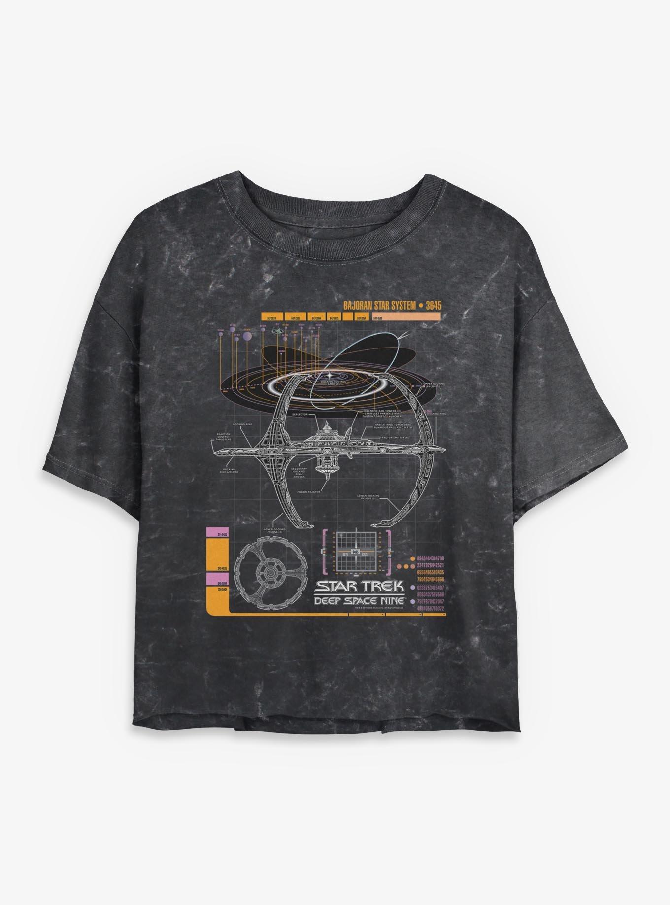 Star Trek: Deep Space Nine Schematic Girls Mineral Wash Crop T-Shirt, , hi-res