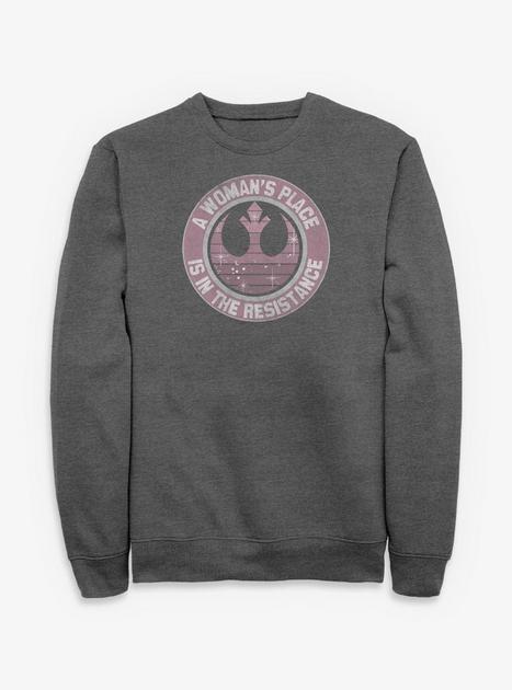 Star Wars Woman's Place Is In The Resistance Sweatshirt - GREY | Hot Topic