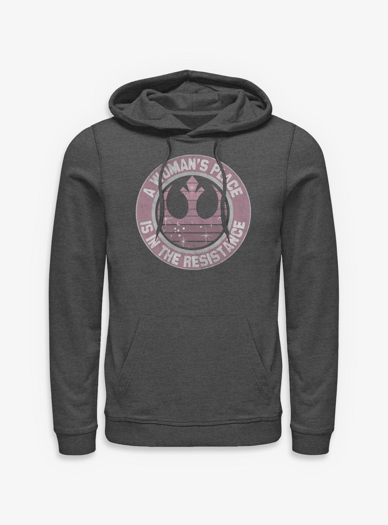Star Wars Woman's Place Is In The Resistance Hoodie, CHAR HTR, hi-res