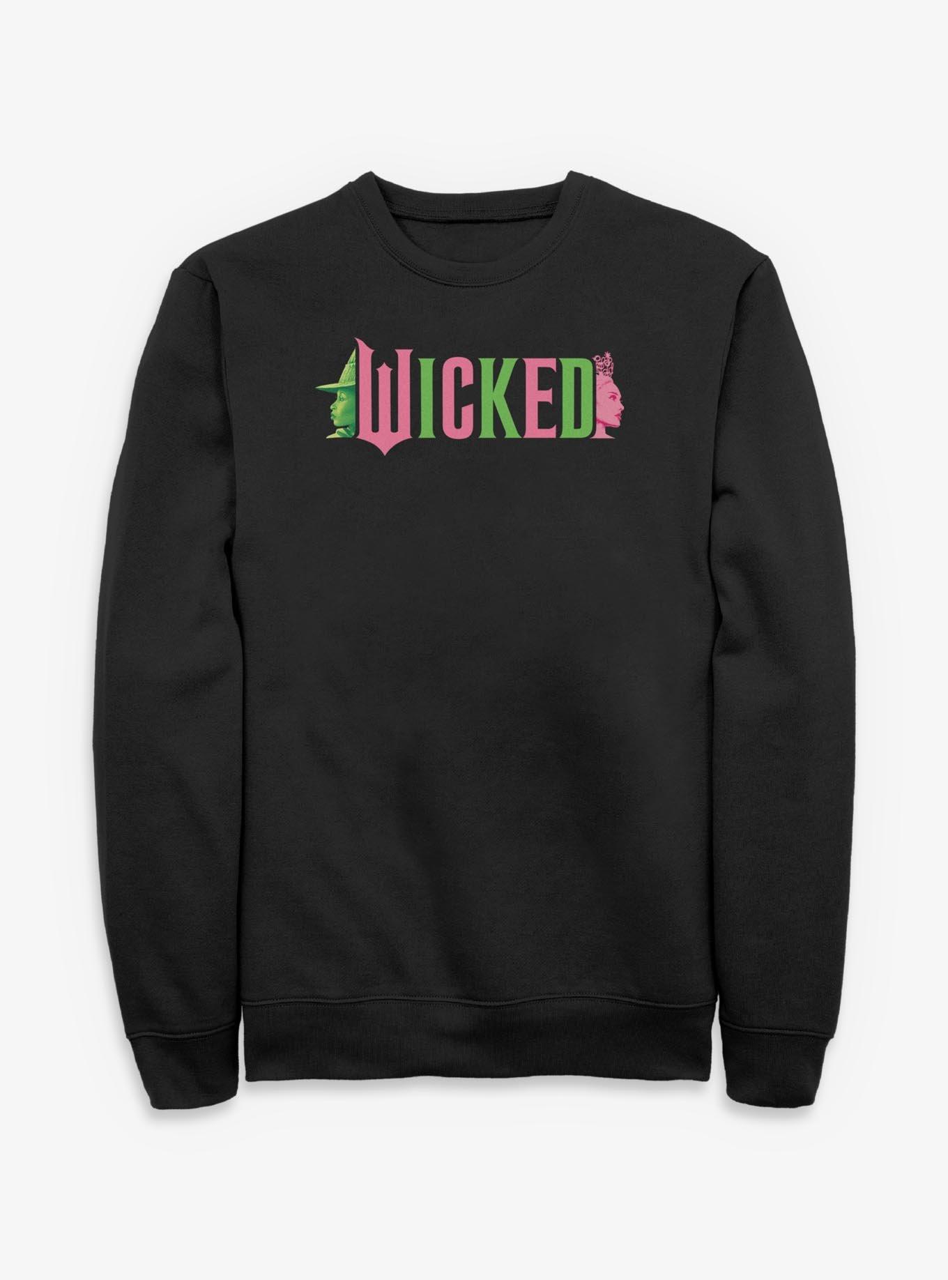 Wicked Elphaba and Glinda Silhouettes Logo Sweatshirt, BLACK, hi-res