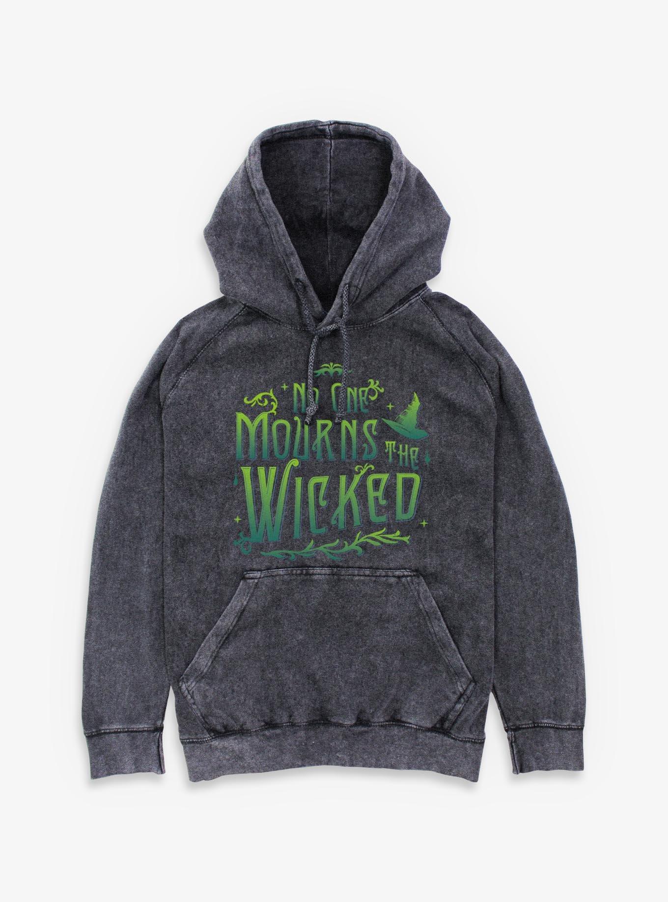 Wicked No One Mourns The Wicked Mineral Wash Hoodie, BLACK, hi-res