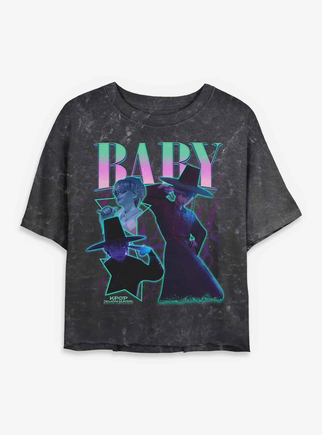 KPop Demon Hunters Saja Boys Baby Collage Girls Mineral Wash Crop T-Shirt, , hi-res
