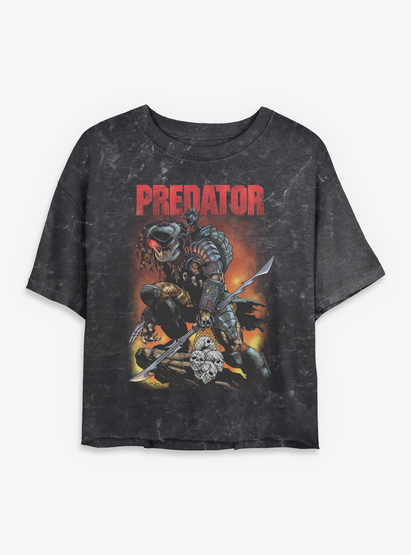Alien Predator Skull Sack Girls Mineral Wash Crop T-Shirt, , hi-res
