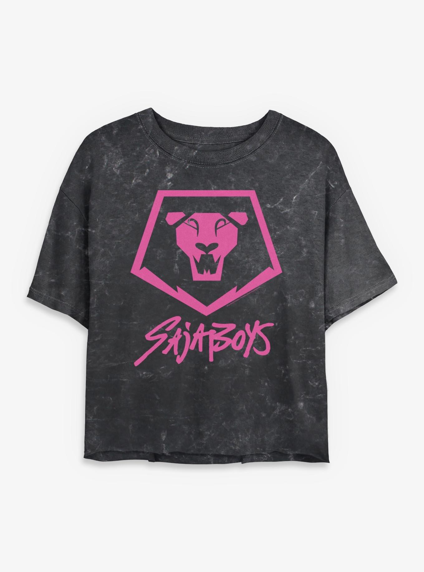 KPop Demon Hunters Saja Boys Lion Logo Girls Mineral Wash Crop T-Shirt, , hi-res