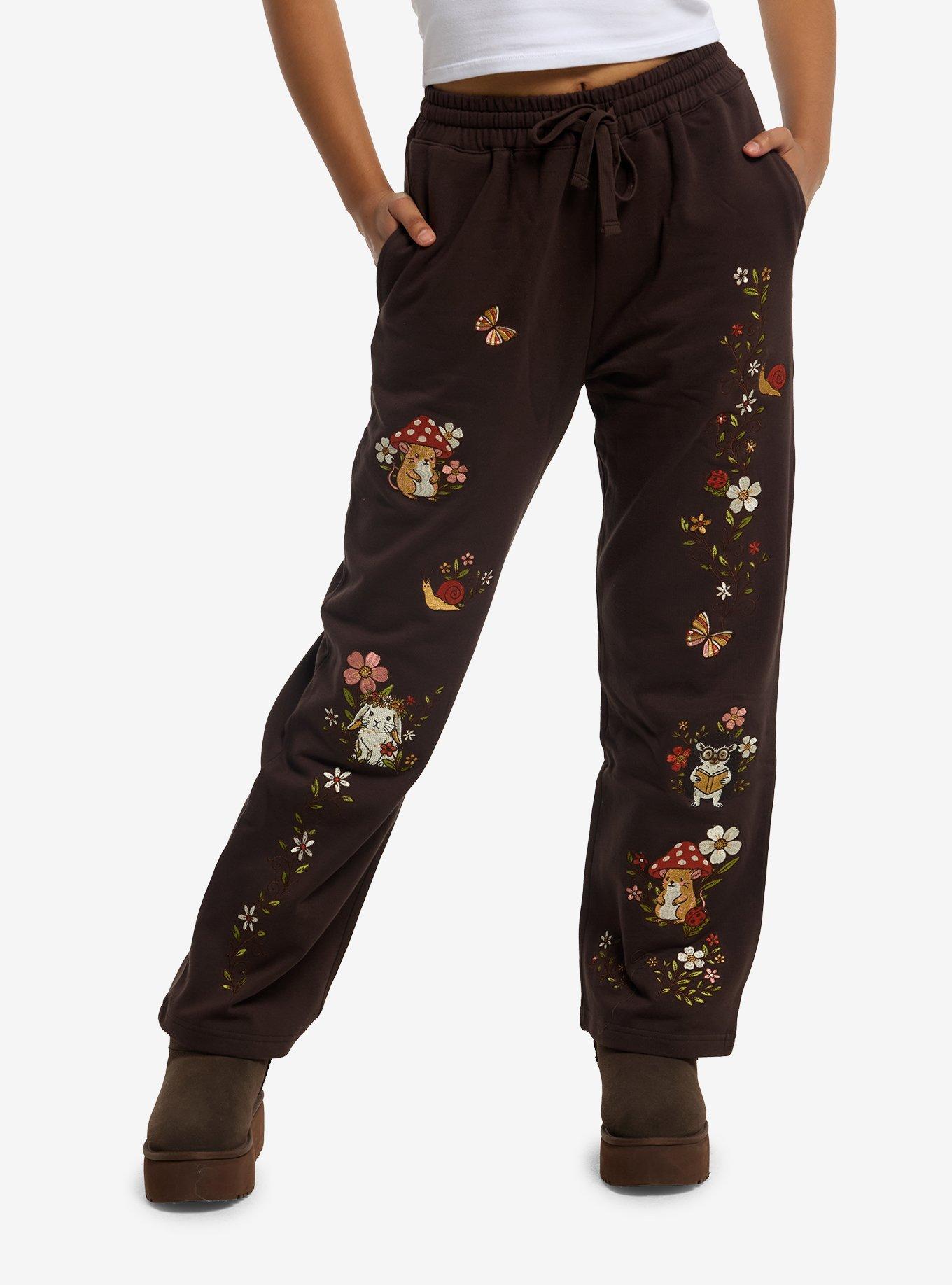 パンツ KIDILL EVIL Trevor Brown Ribbon Pants Thorn & Fable Mushroom Critter Lounge Pants | Hot Topic