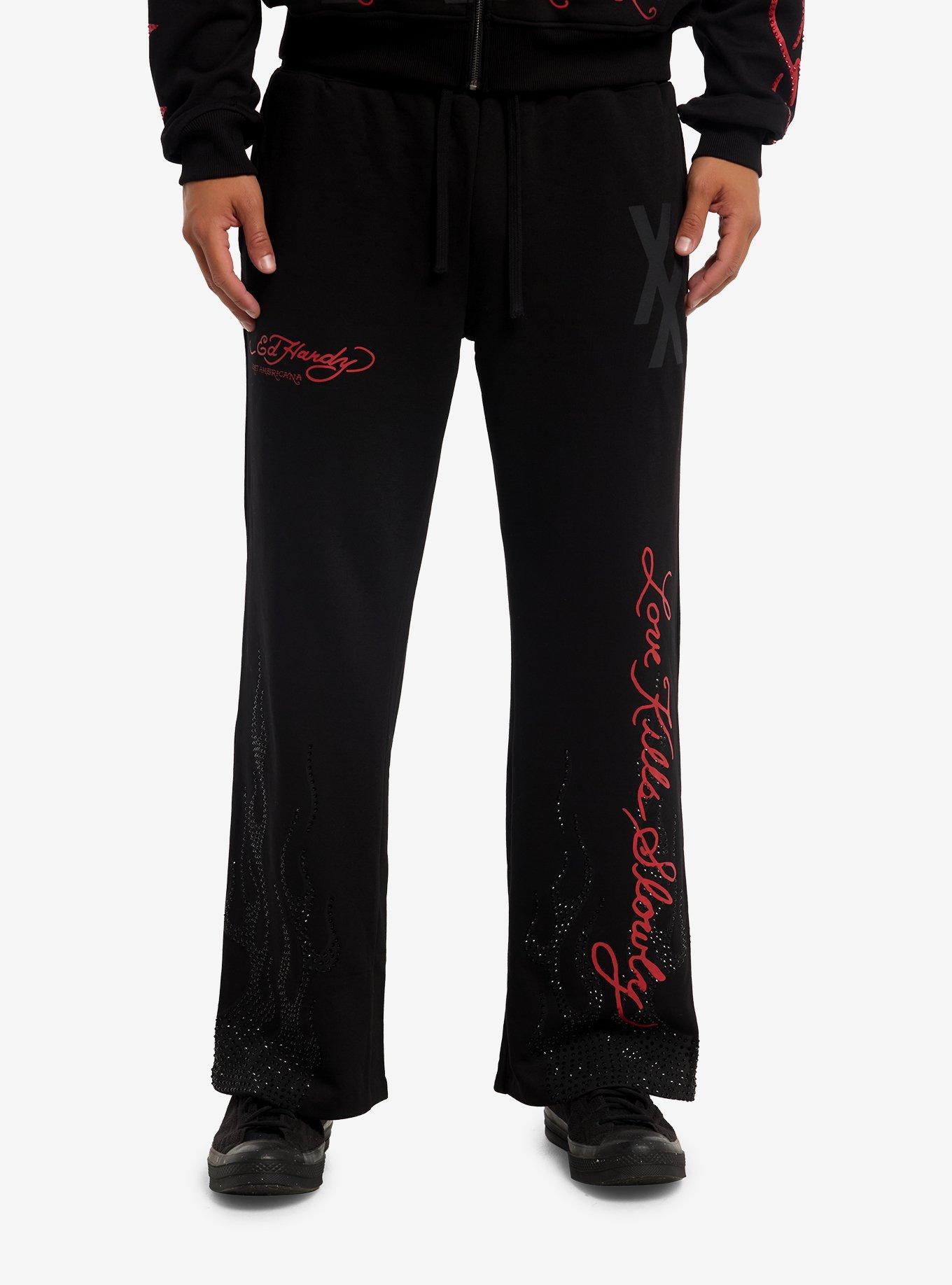 Ed Hardy X mgk Flames Rhinestone Sweatpants | Hot Topic
