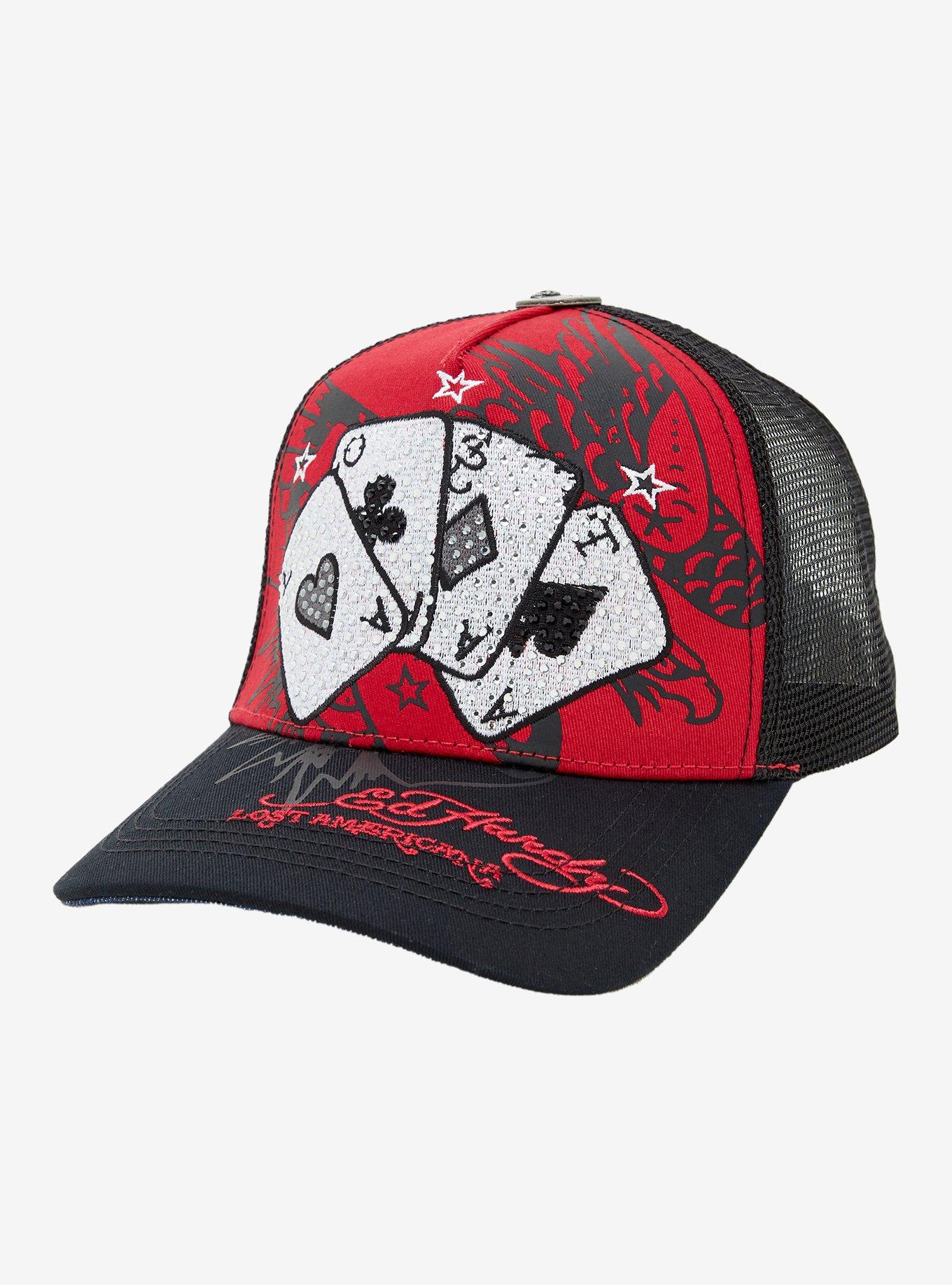 Ed Hardy X mgk Cards Rhinestone Trucker Hat, , hi-res