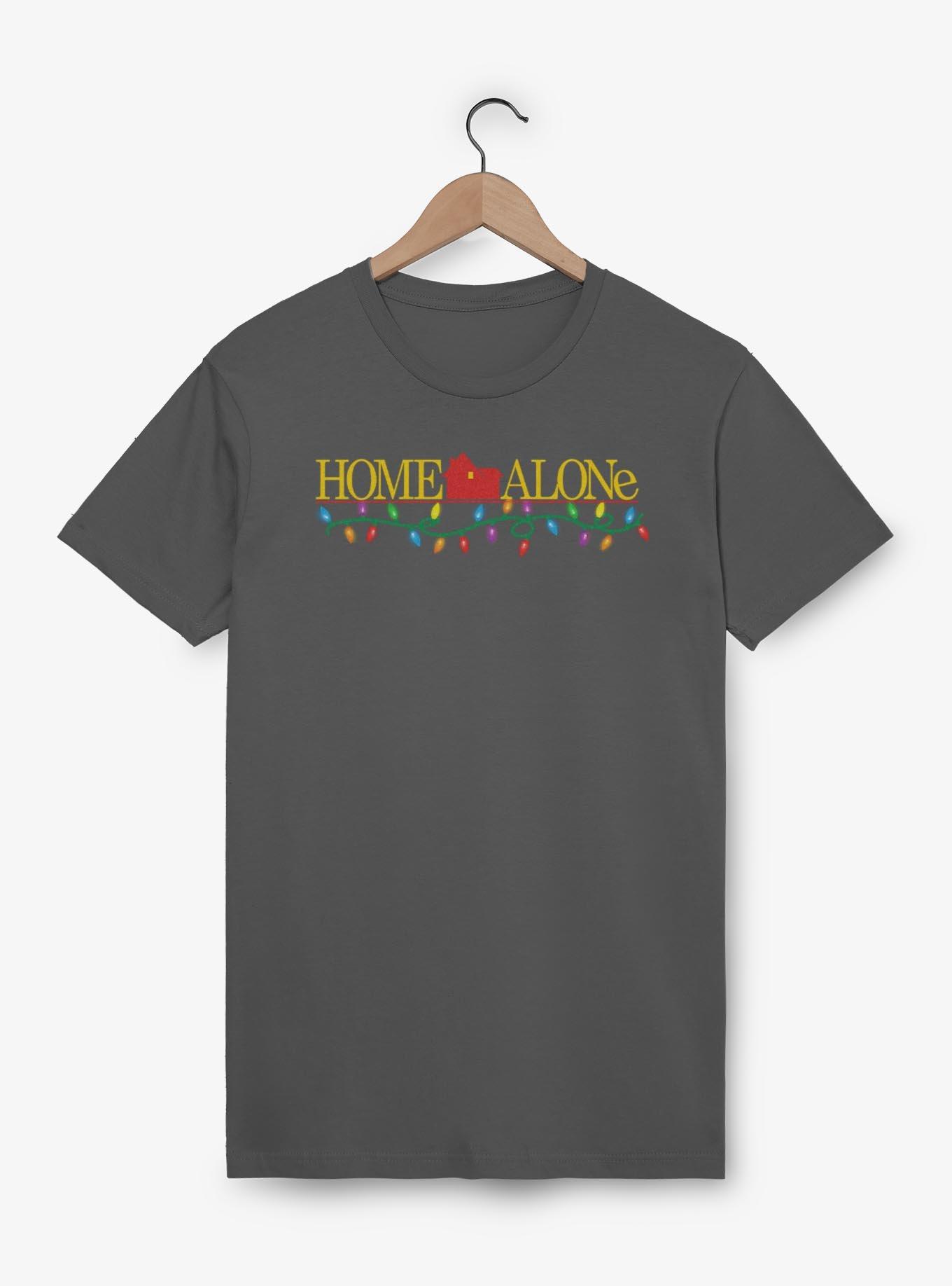 Home Alone Logo String Lights T-Shirt, CHARCOAL, hi-res
