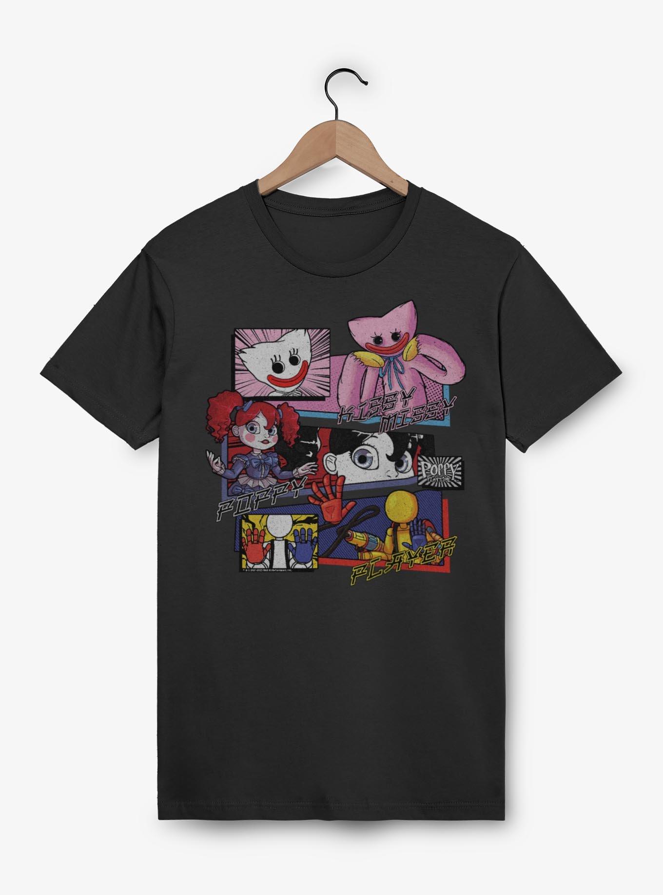 Poppy Playtime Friends Manga Panels T-Shirt, BLACK, hi-res