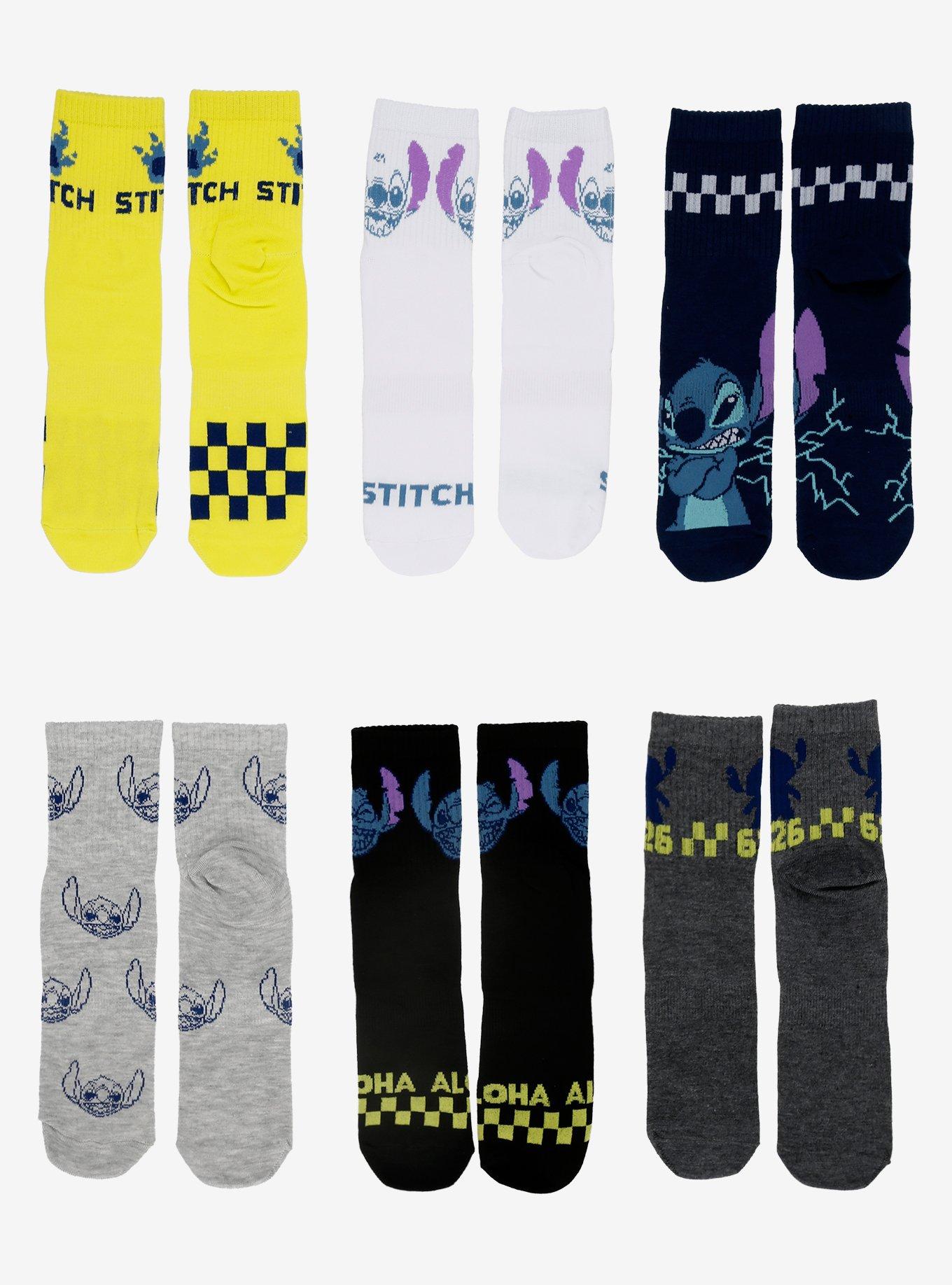 Disney Stitch Checkered Ankle Socks 6 Pair, , hi-res