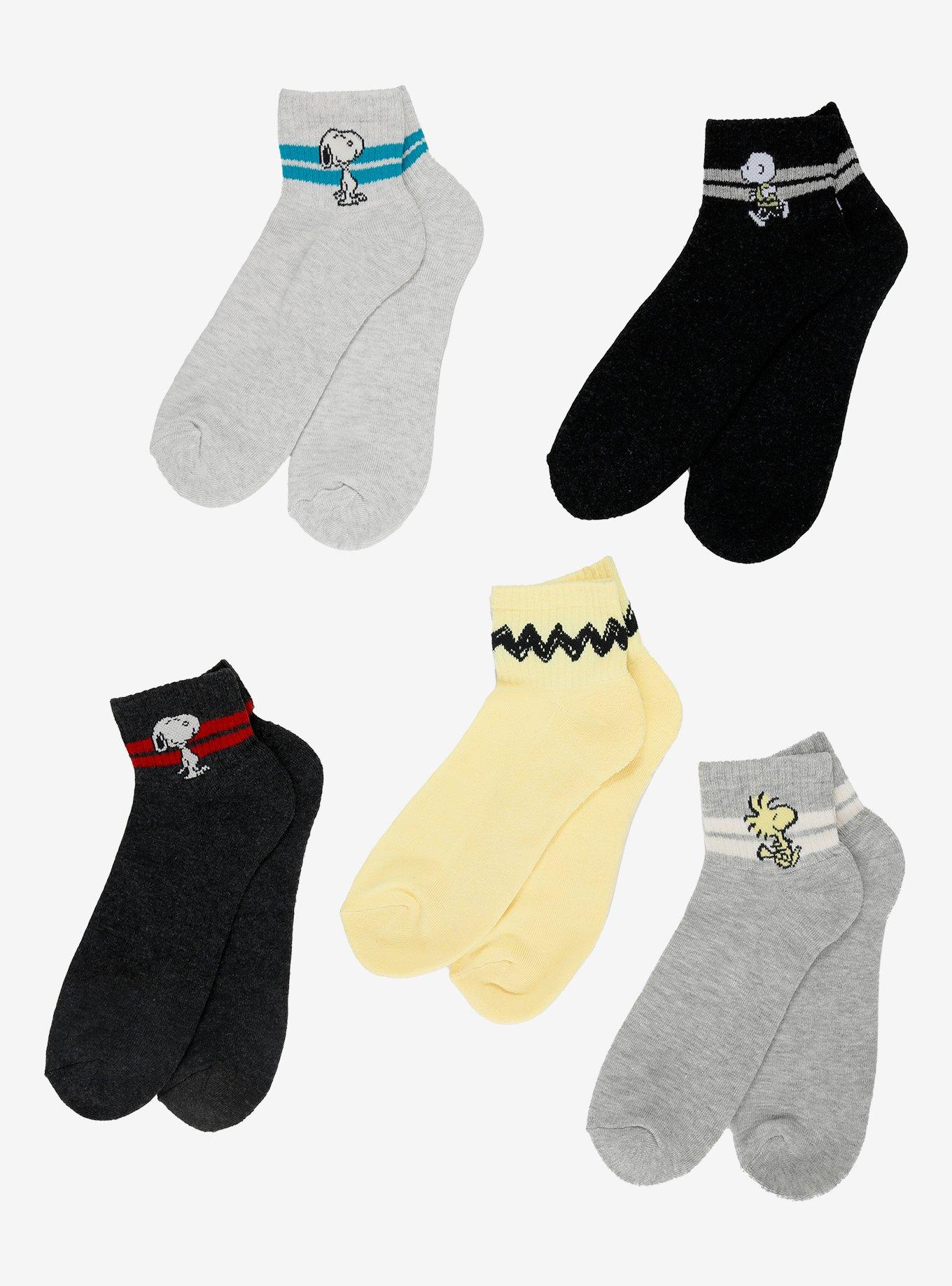 Peanuts Trio Varsity Stripe Ankle Socks 5 Pair, , hi-res