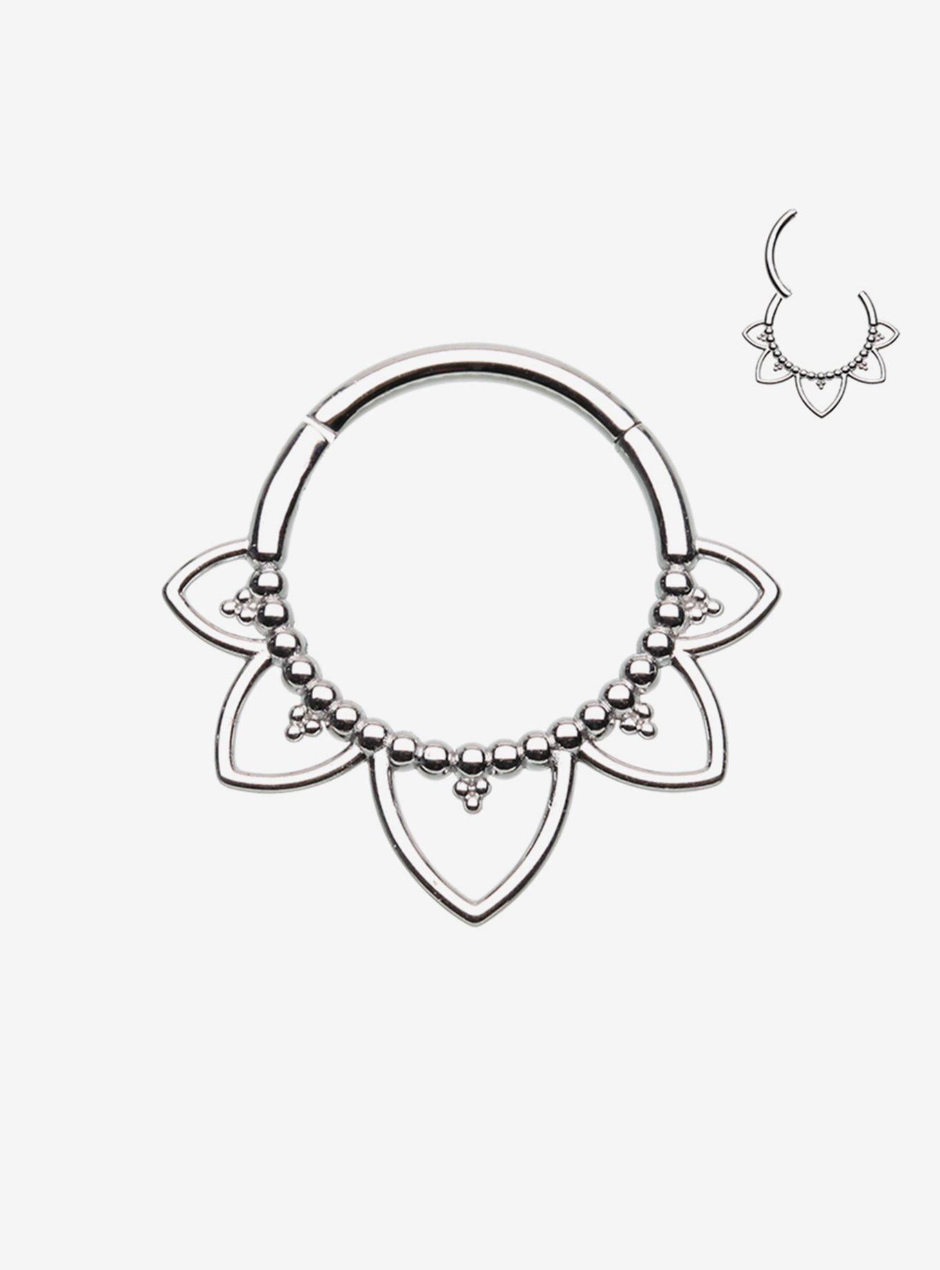 Steel Silver Flower Petal Hinged Clicker, , hi-res