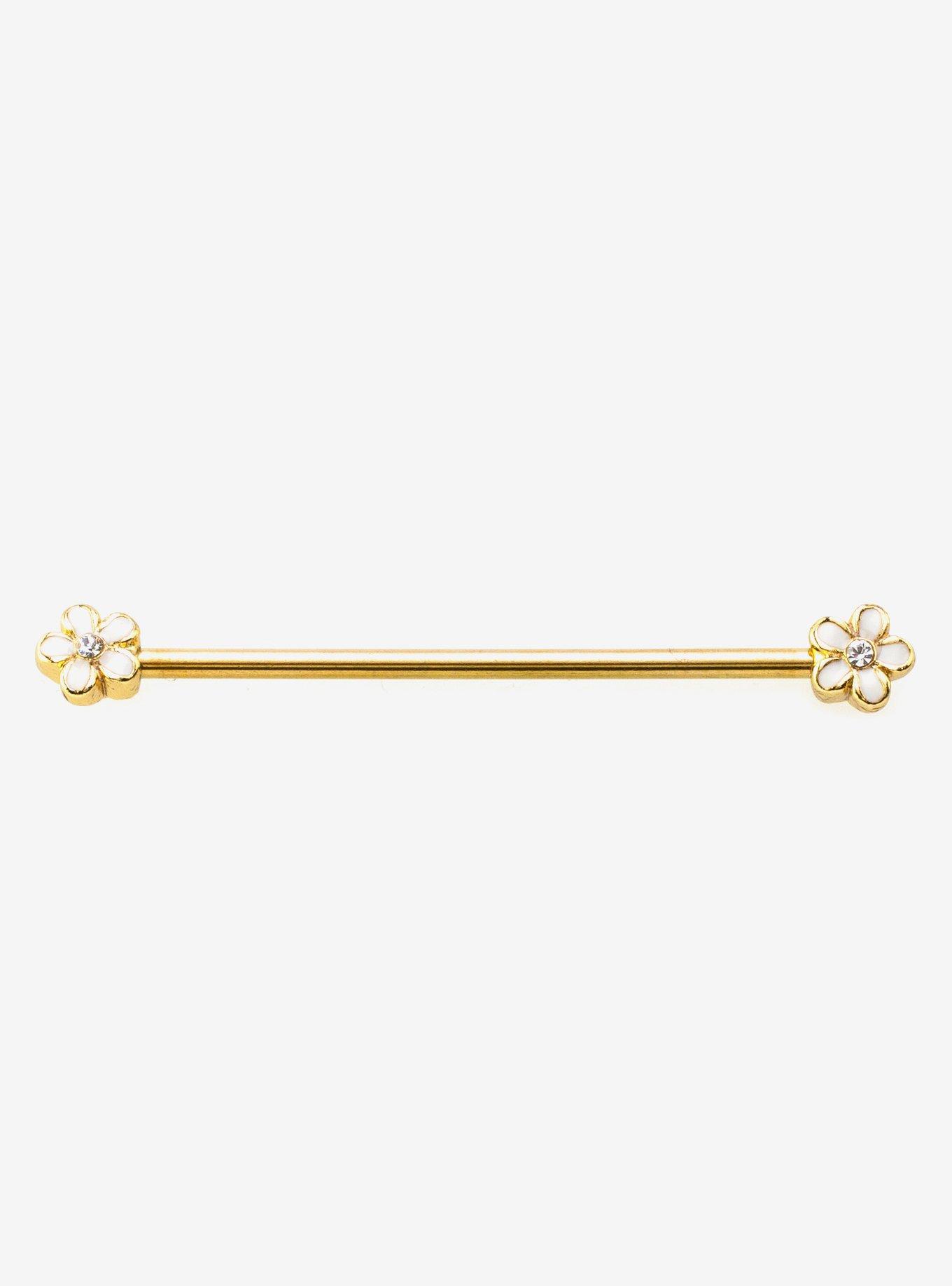 Steel Gold Daisy Industrial Barbell, , hi-res