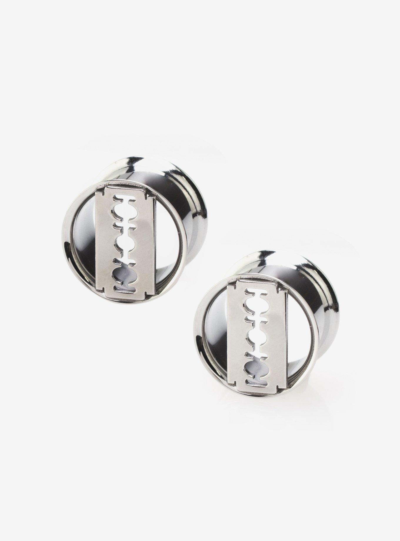 Steel Silver Razor Blade Double Flare Plug 2 Pack, , hi-res