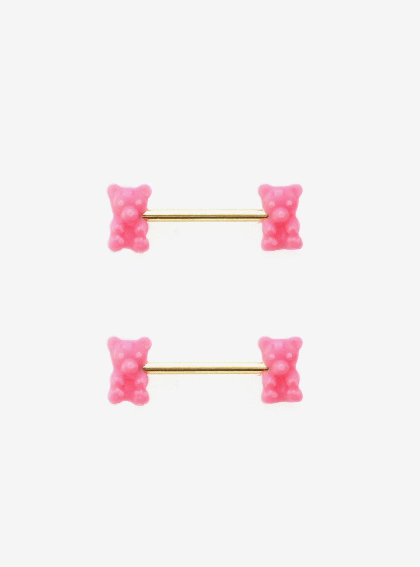 Steel Gold Pink Candy Bear Barbell 2 Pack, , hi-res