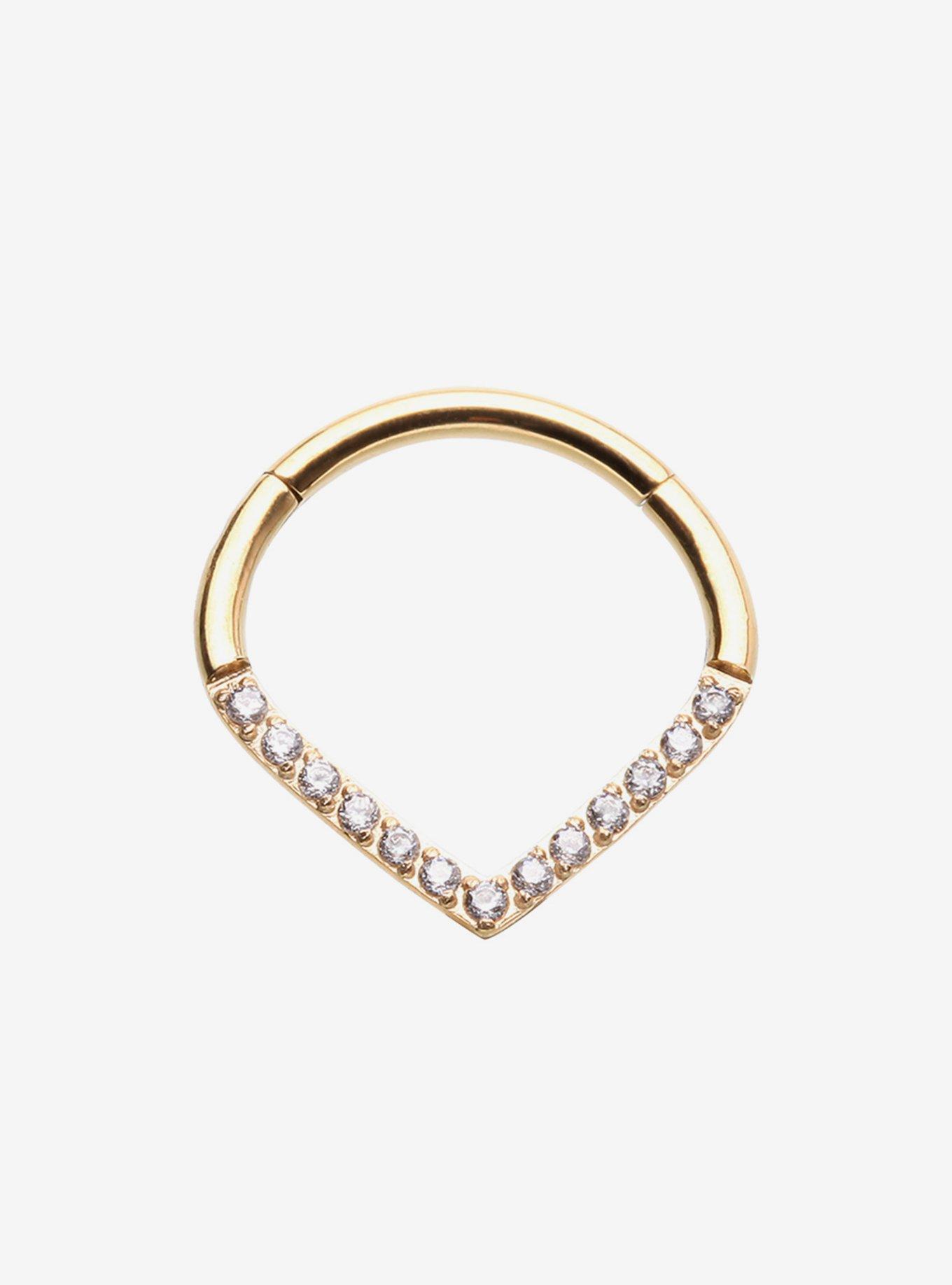 Steel Gold Bling Pointed Hinged Clicker, , hi-res