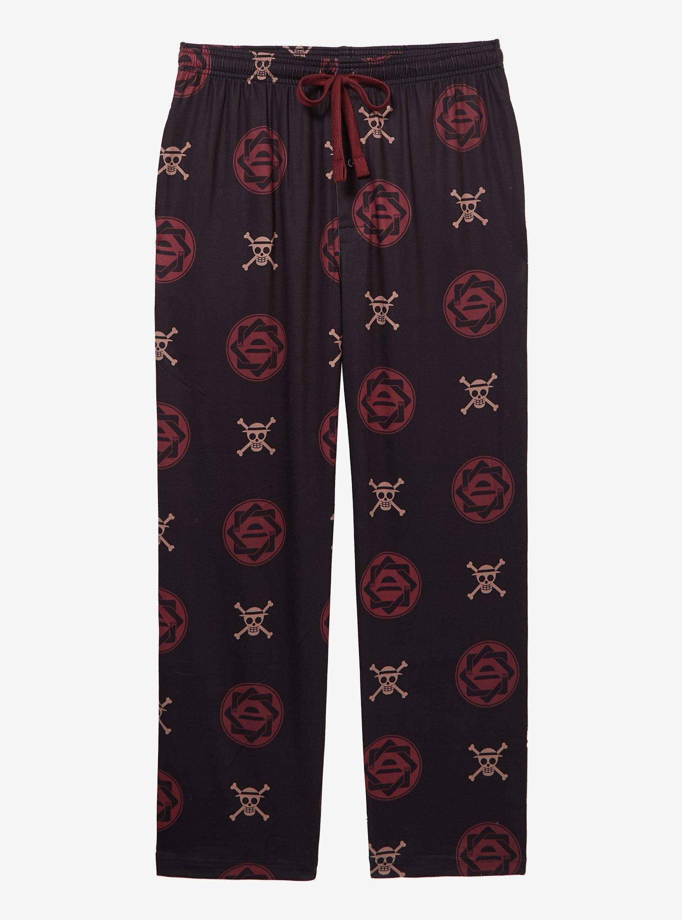 One Piece Monkey D. Luffy Jolly Roger Allover Print Sleep Pants &mdash; BoxLunch Exclusive, , hi-res