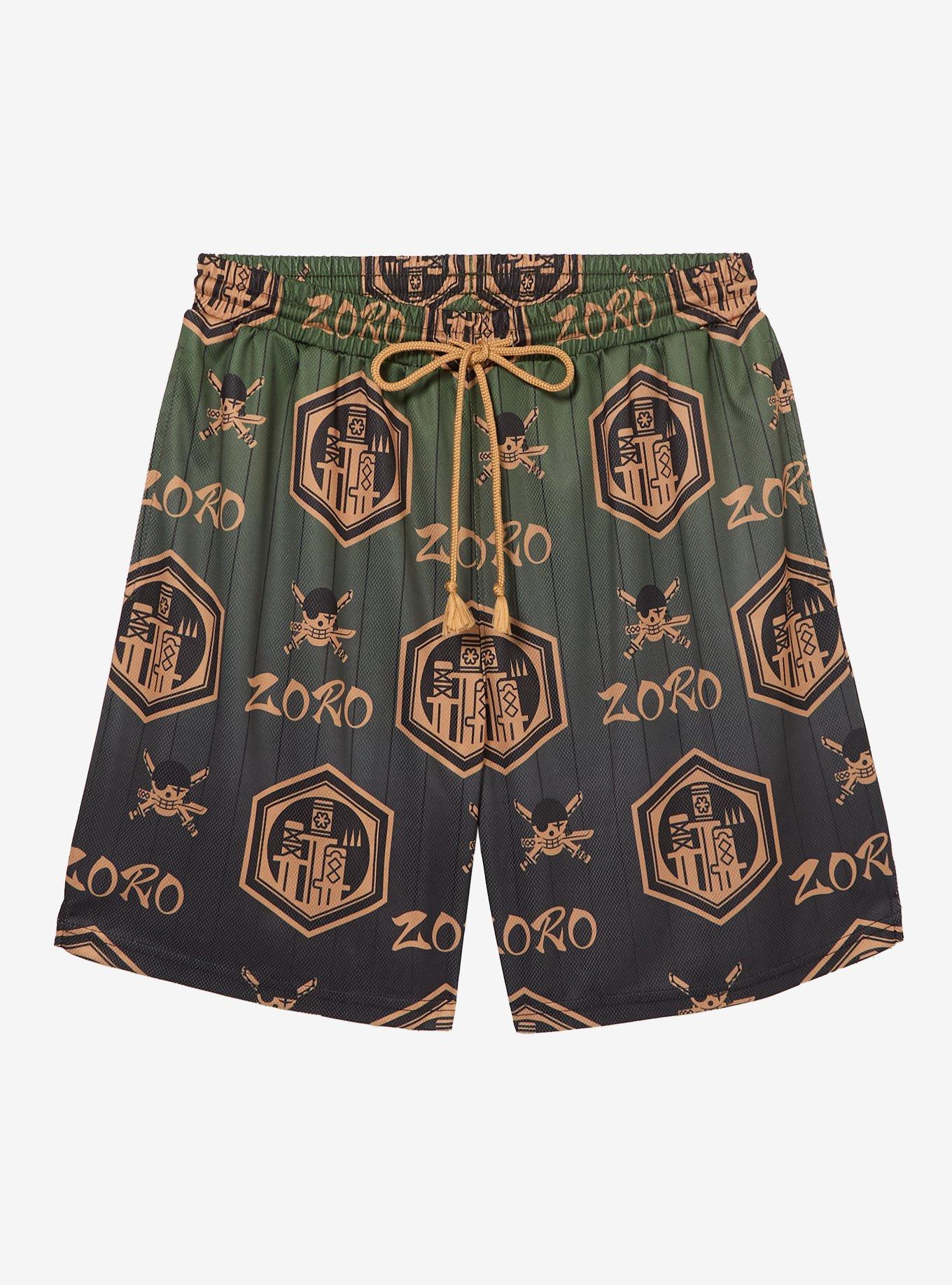 One Piece Zoro Allover Print Basketball Shorts &mdash; BoxLunch Exclusive, , hi-res