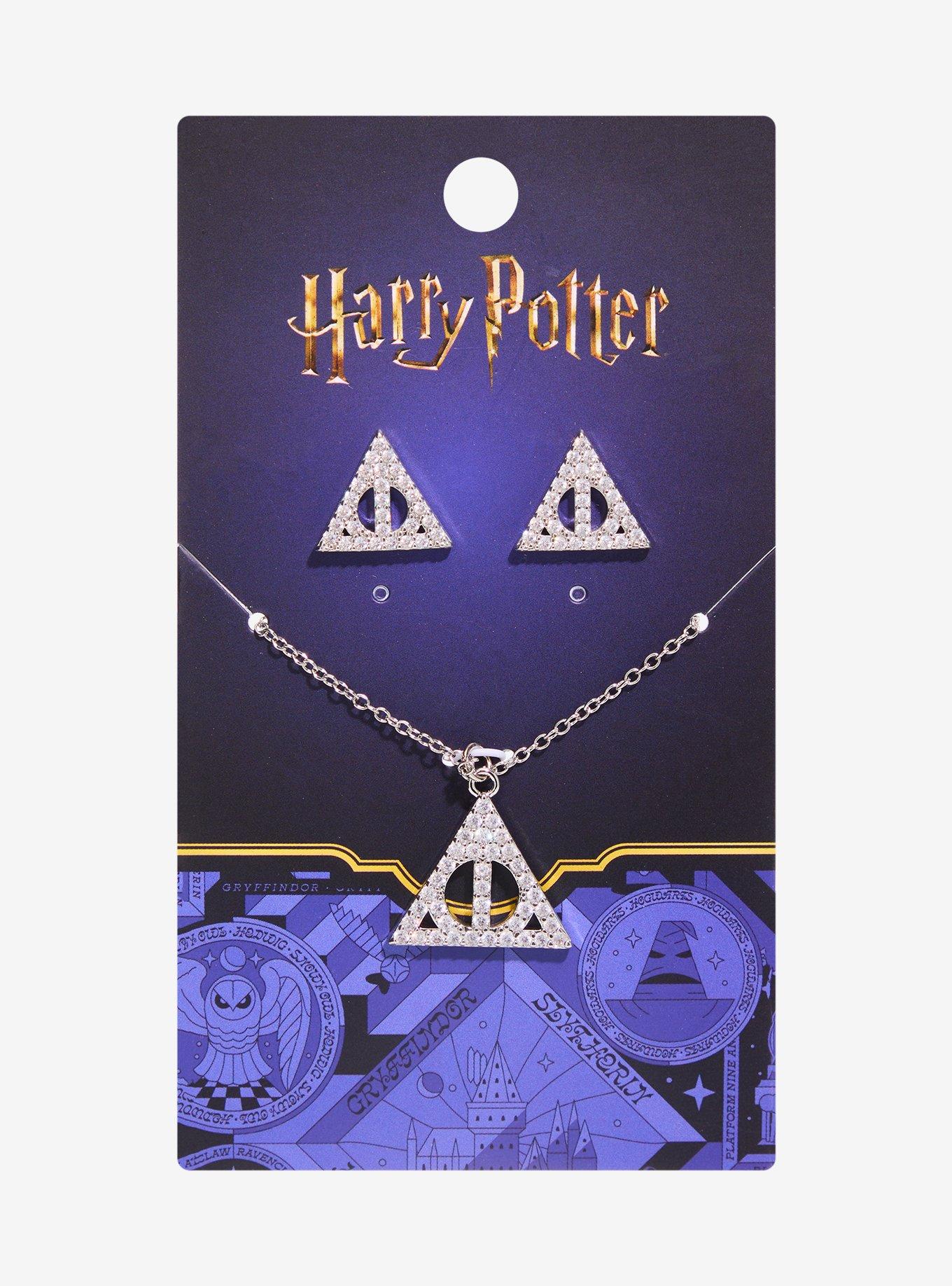 Harry Potter Bling Deathly Hallows Earring & Necklace Set, , hi-res