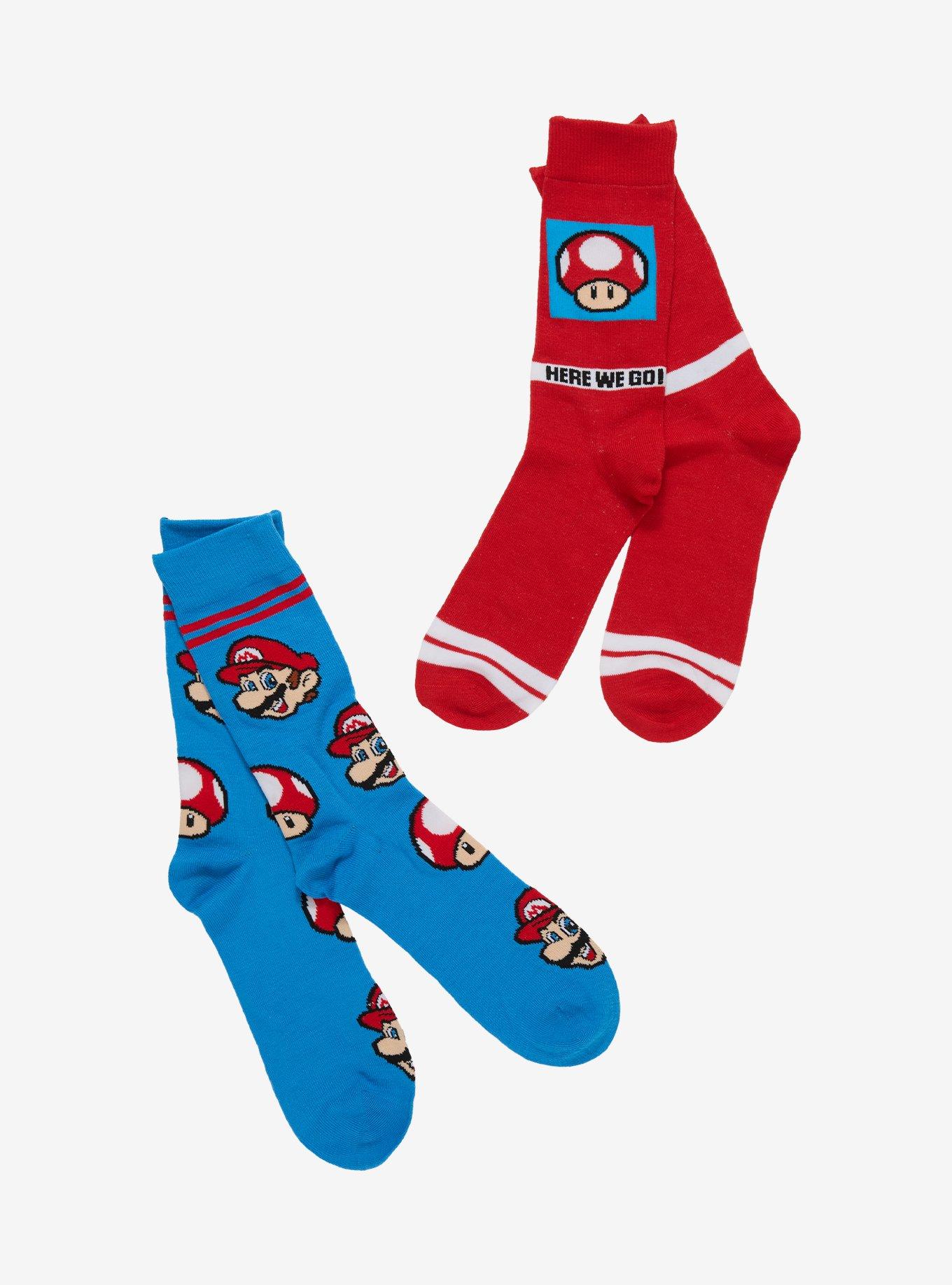 Super Mario Bros. Red Mushroom Crew Socks 2 Pair, , hi-res