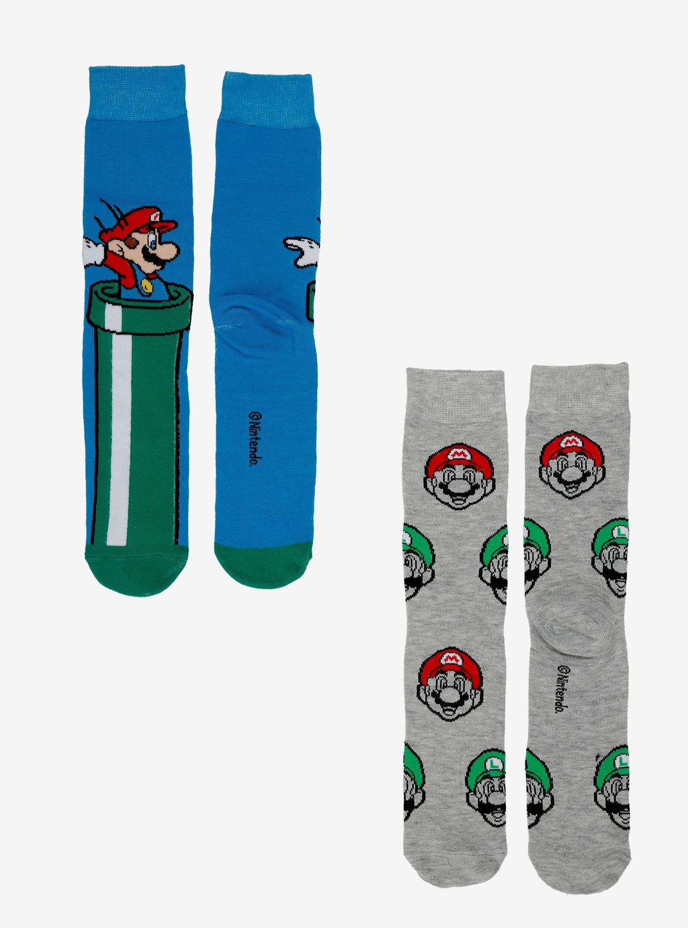 Super Mario Bros. Brothers Tunnel Crew Socks 2 Pair