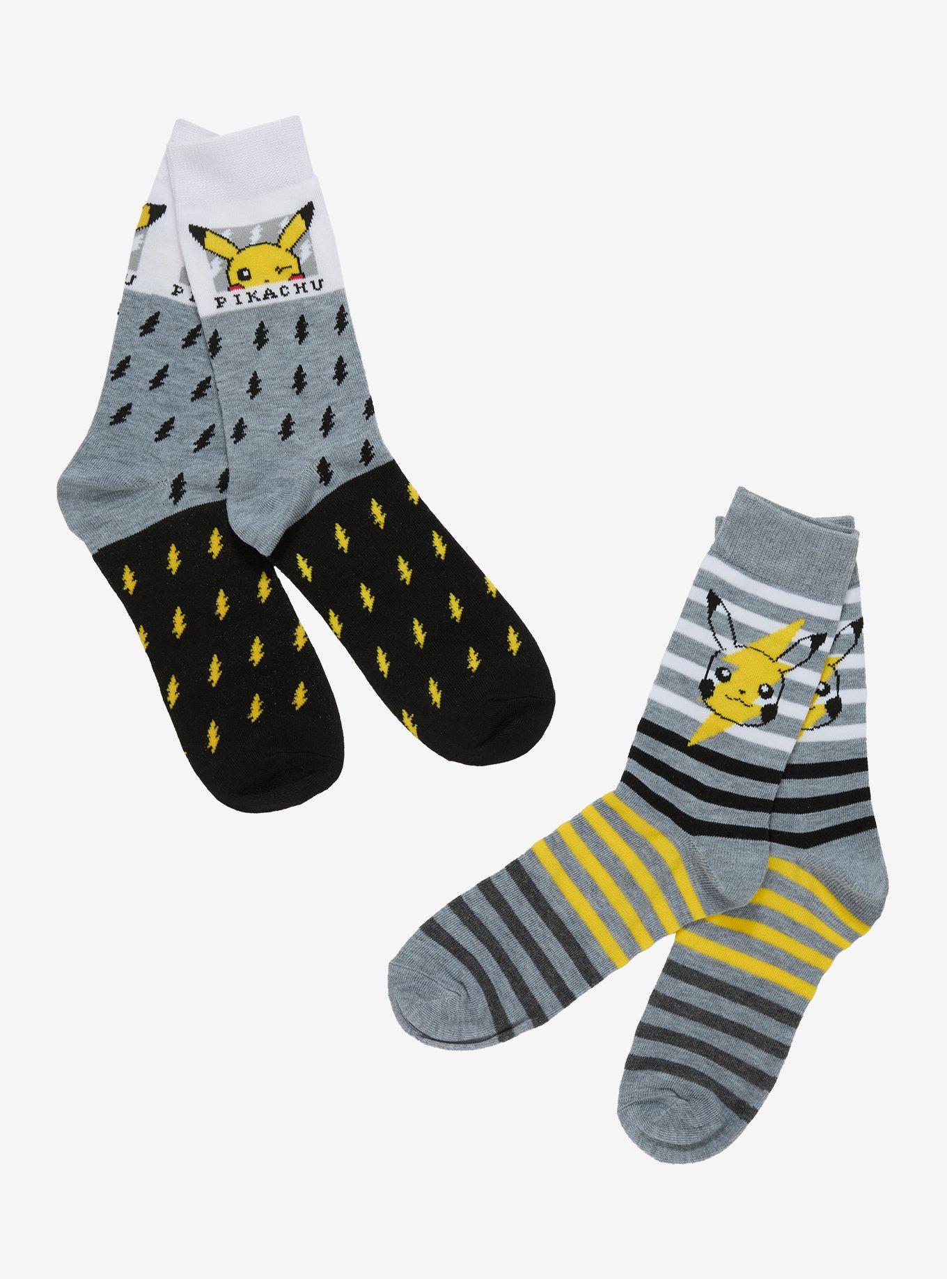 Pok&eacute;mon Pikachu Lightning Stripe Crew Socks 2 Pair, , hi-res