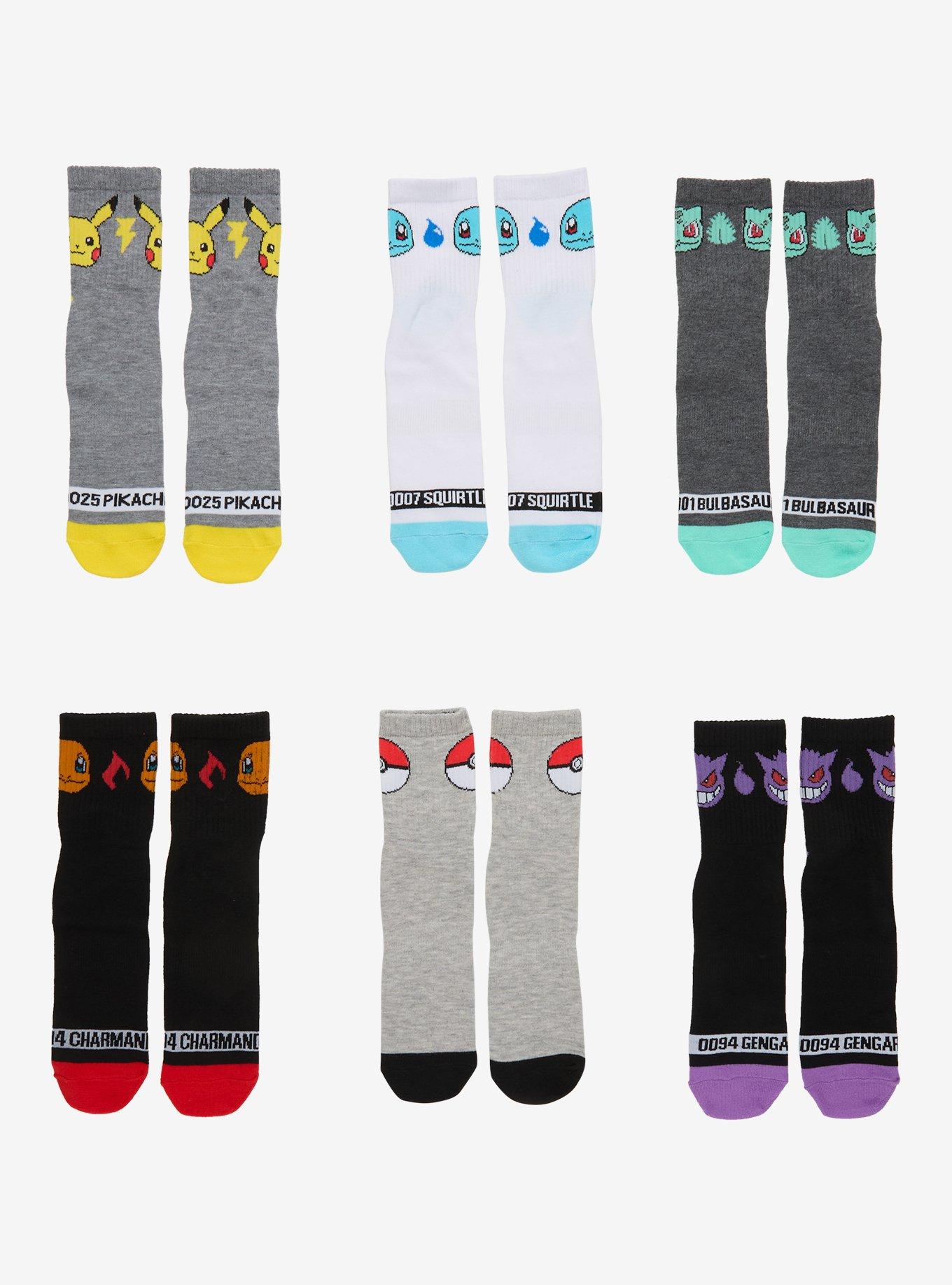 Pok&eacute;mon Top Icons Crew Socks 6 Pair, , hi-res